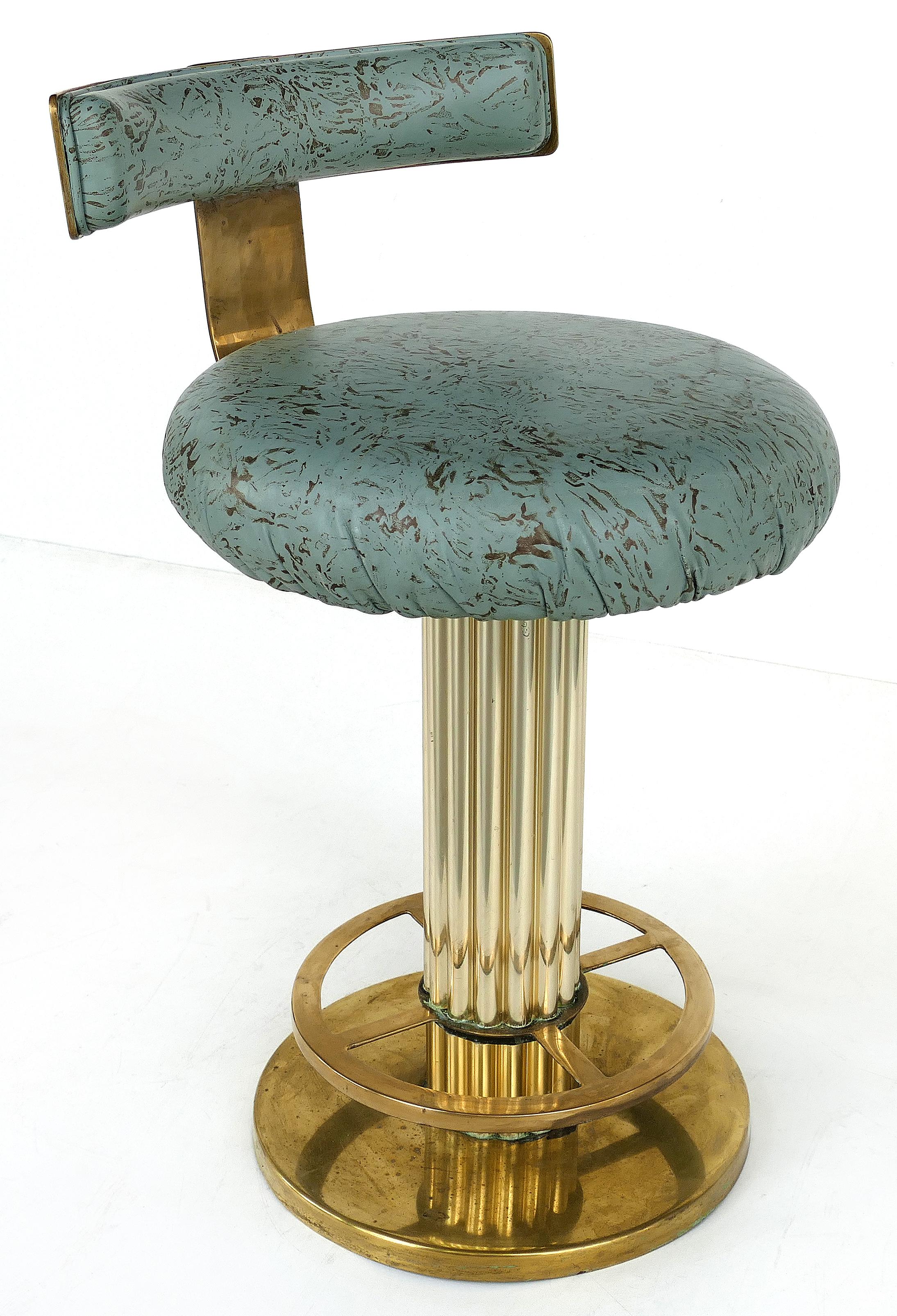 Modern Design for Leisure Ltd. Brass Swivel Counter Stools with Leather Seats