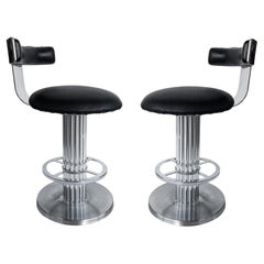 Design for Leisure Ltd. Drehbare Thekenhocker, Chrom und Leder, Paar
