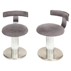 Paire de chaises de jeu Design For Leisure en chrome et Ultrasuede gris, années 1970