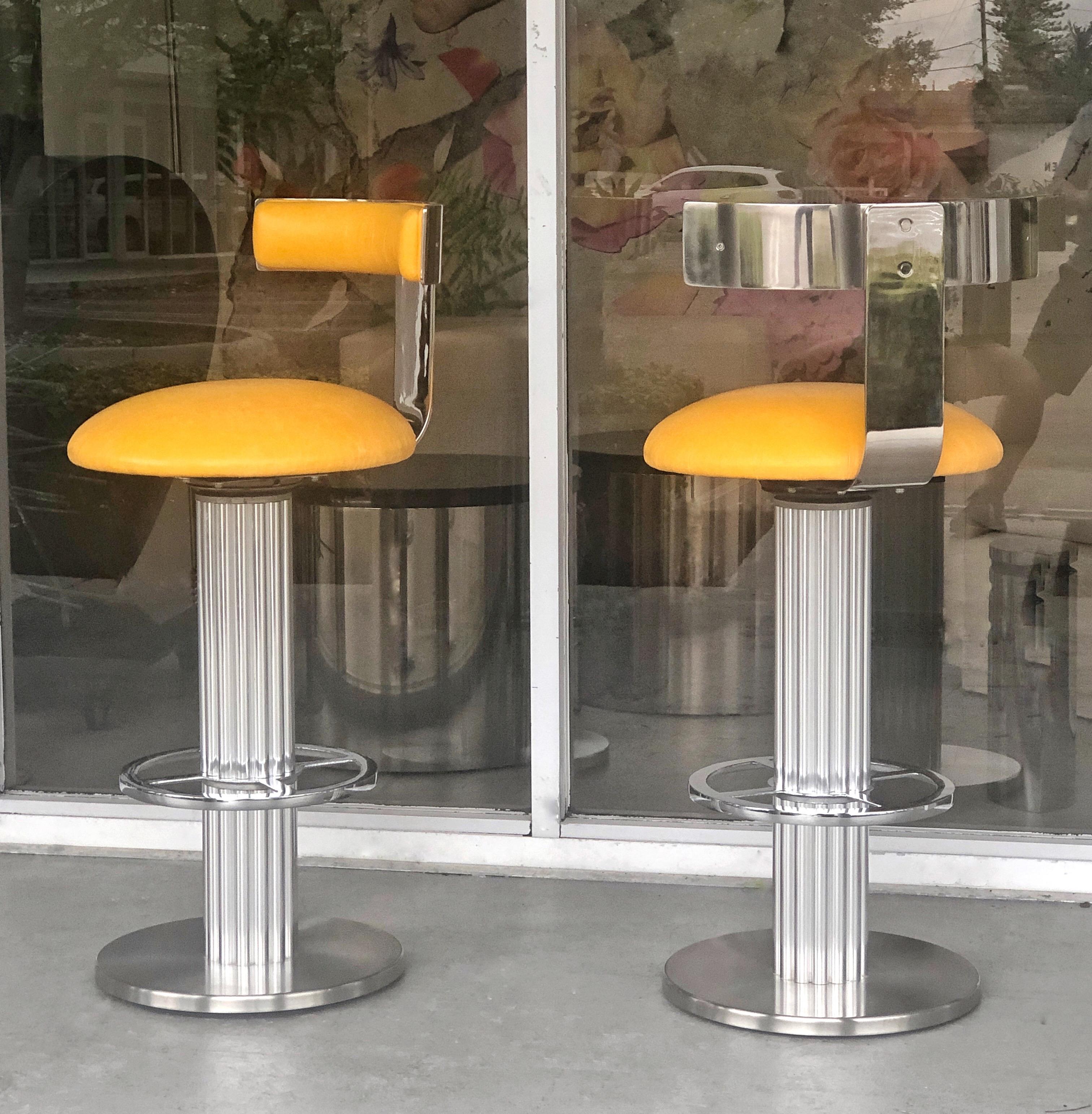 yellow leather bar stools