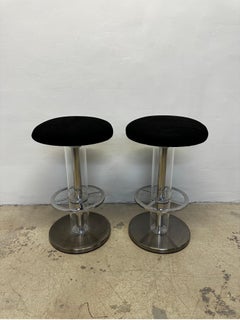 Designs for Leisure Sgabelli da bar girevoli in acciaio e nero ultra scamosciati - una coppia