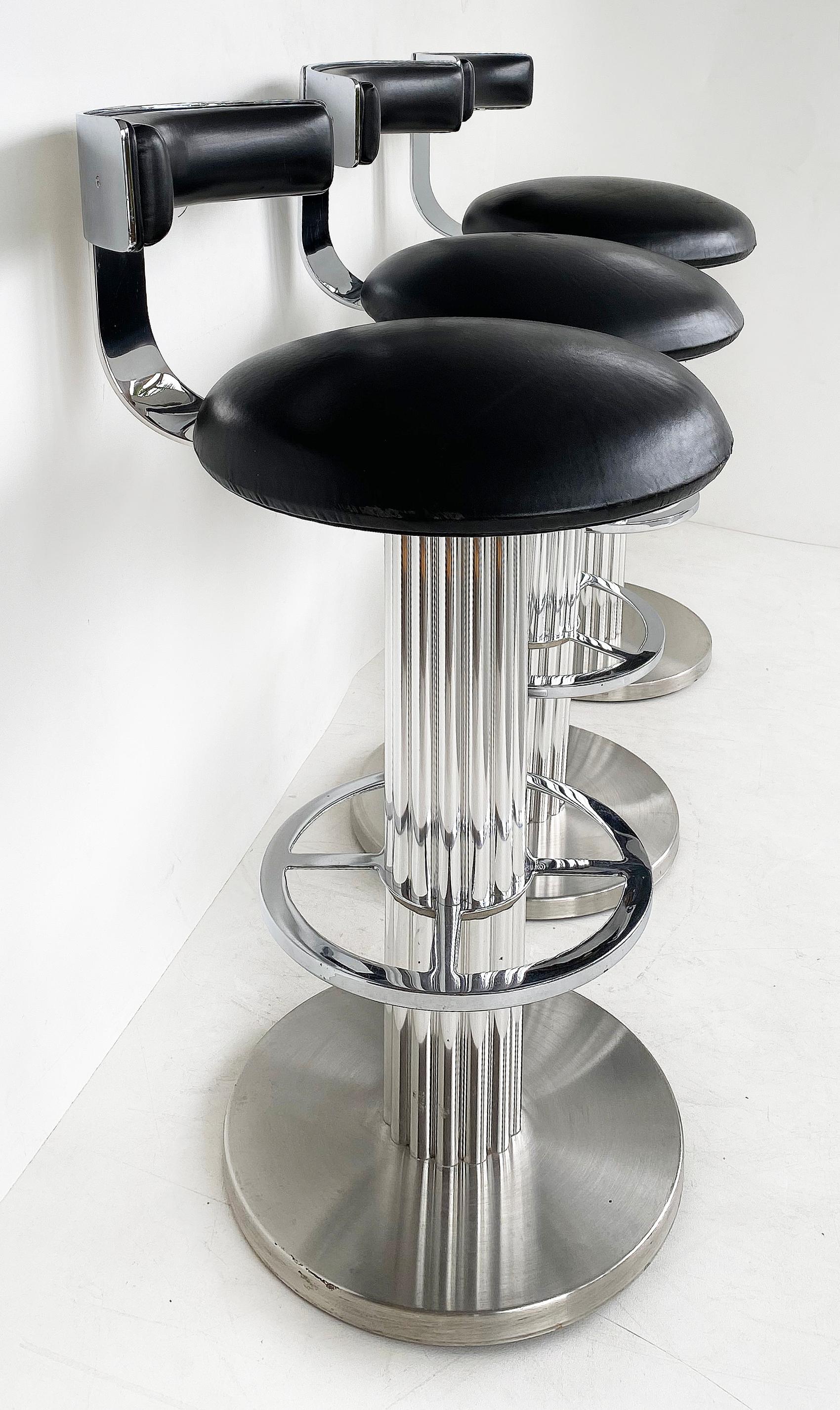 Modern Design for Leisure Swivel Bar Stools with Chrome, Nickeled Steel, Black Leather