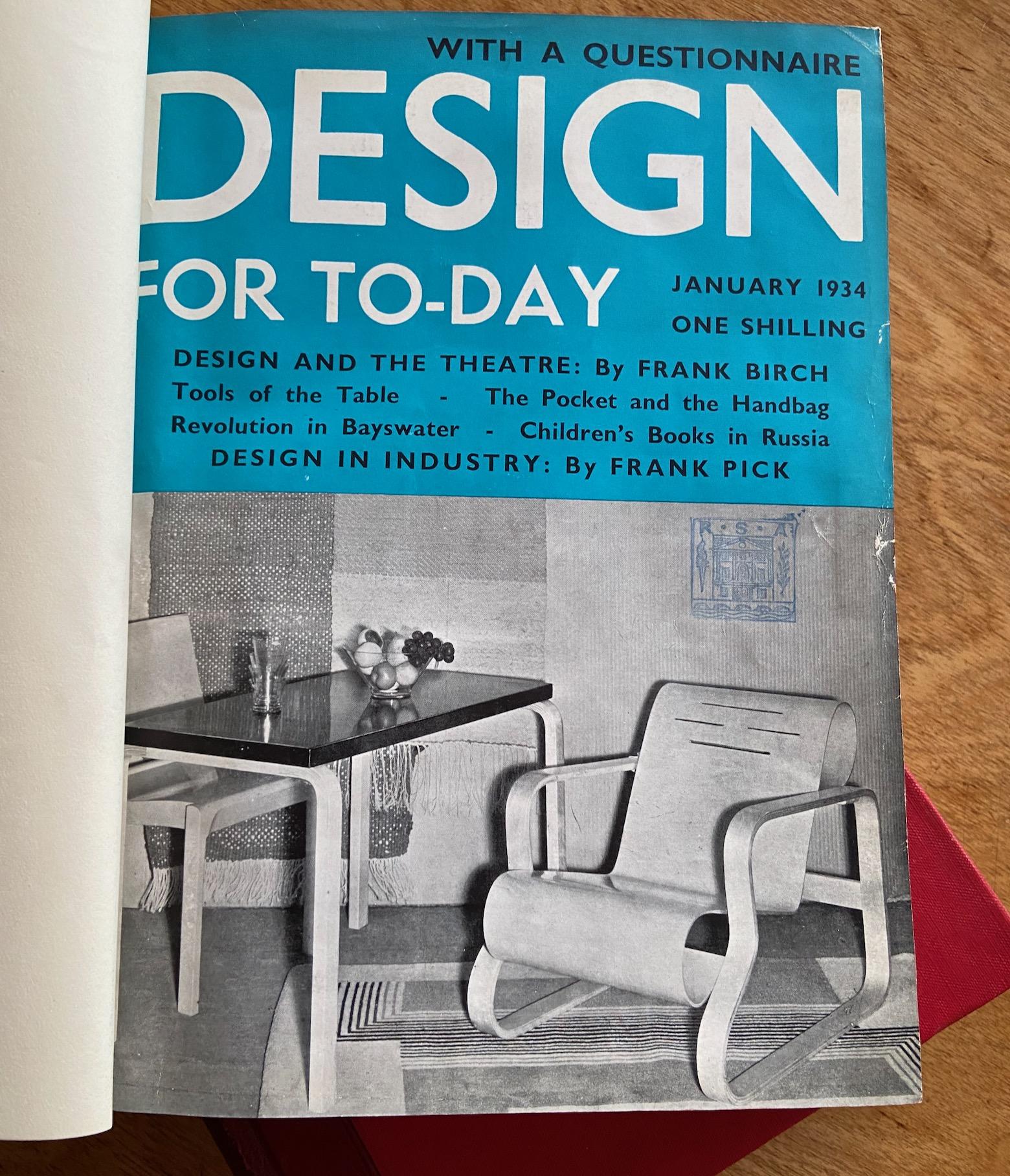 20ième siècle Design-For-Today, rare magazine moderniste, ensemble relié complet, 1933 à 1935, Royaume-Uni en vente