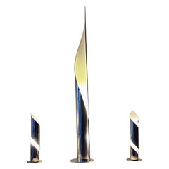 Design french lamp in inox - 1970s : 1 floor lamp