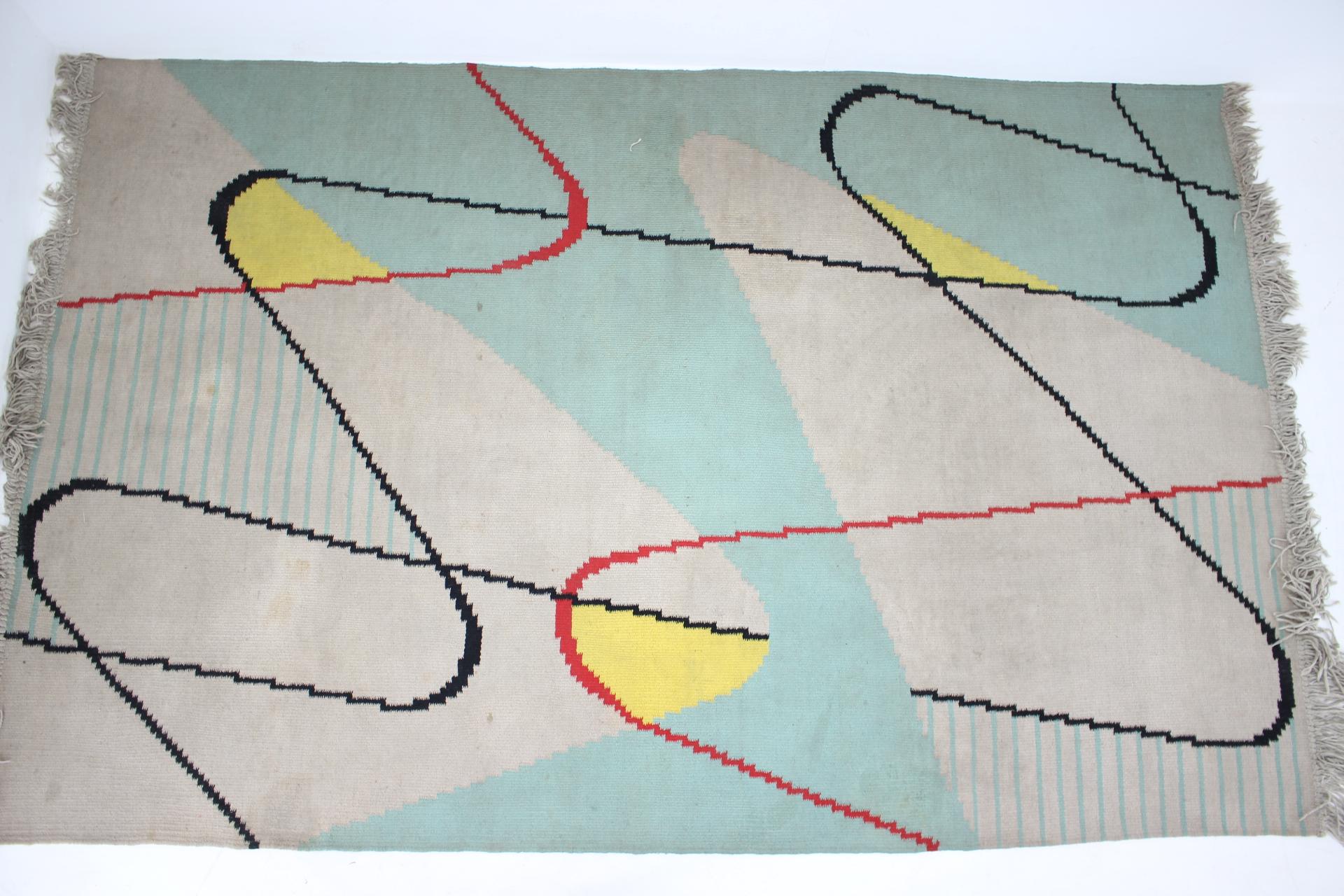 Bauhaus Design Geometric Carpet in Style of Antonín Kybal, 1950s For Sale