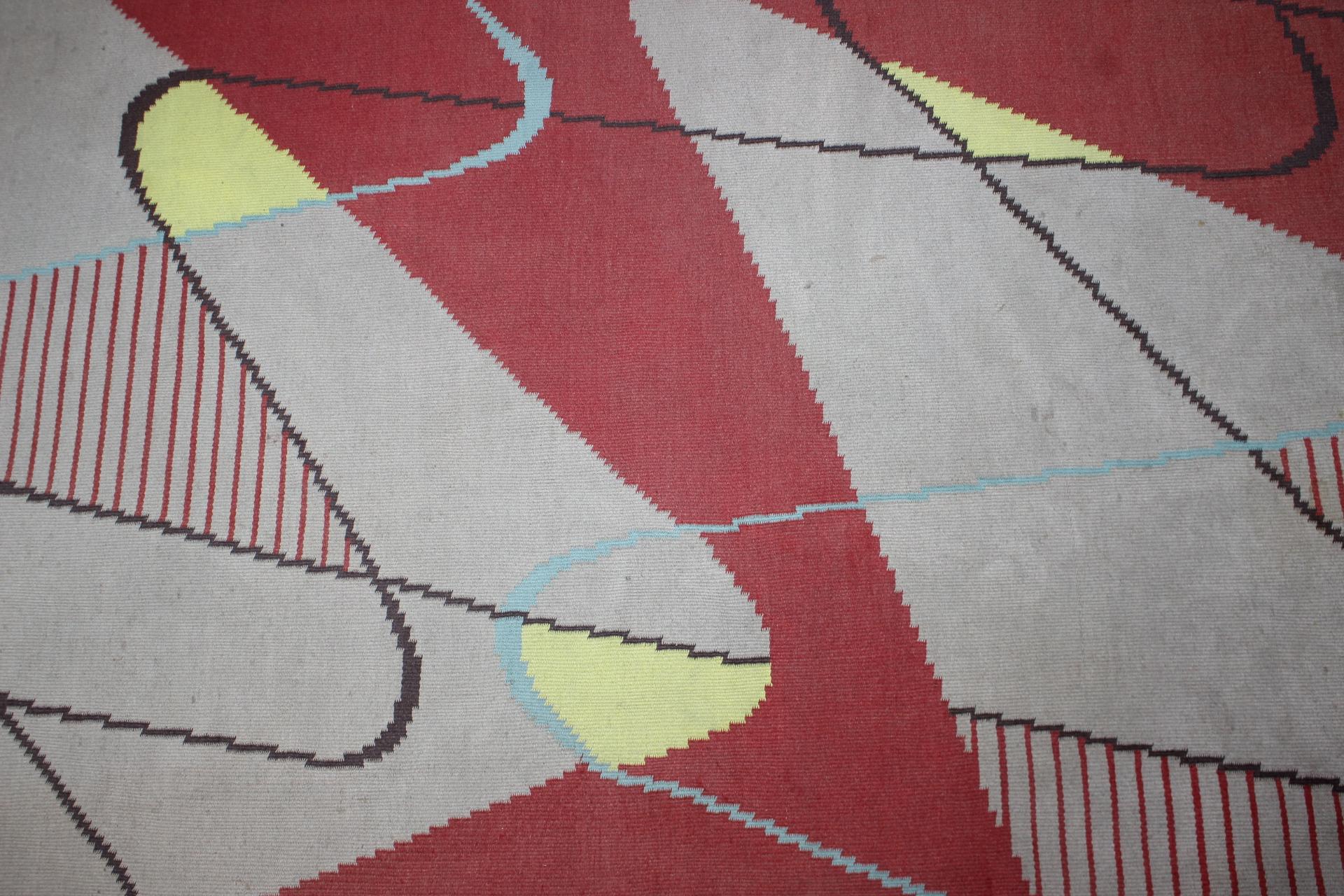 Mid-Century Modern Design Geometric Carpet in Style of Antonín Kybal, 1950s For Sale