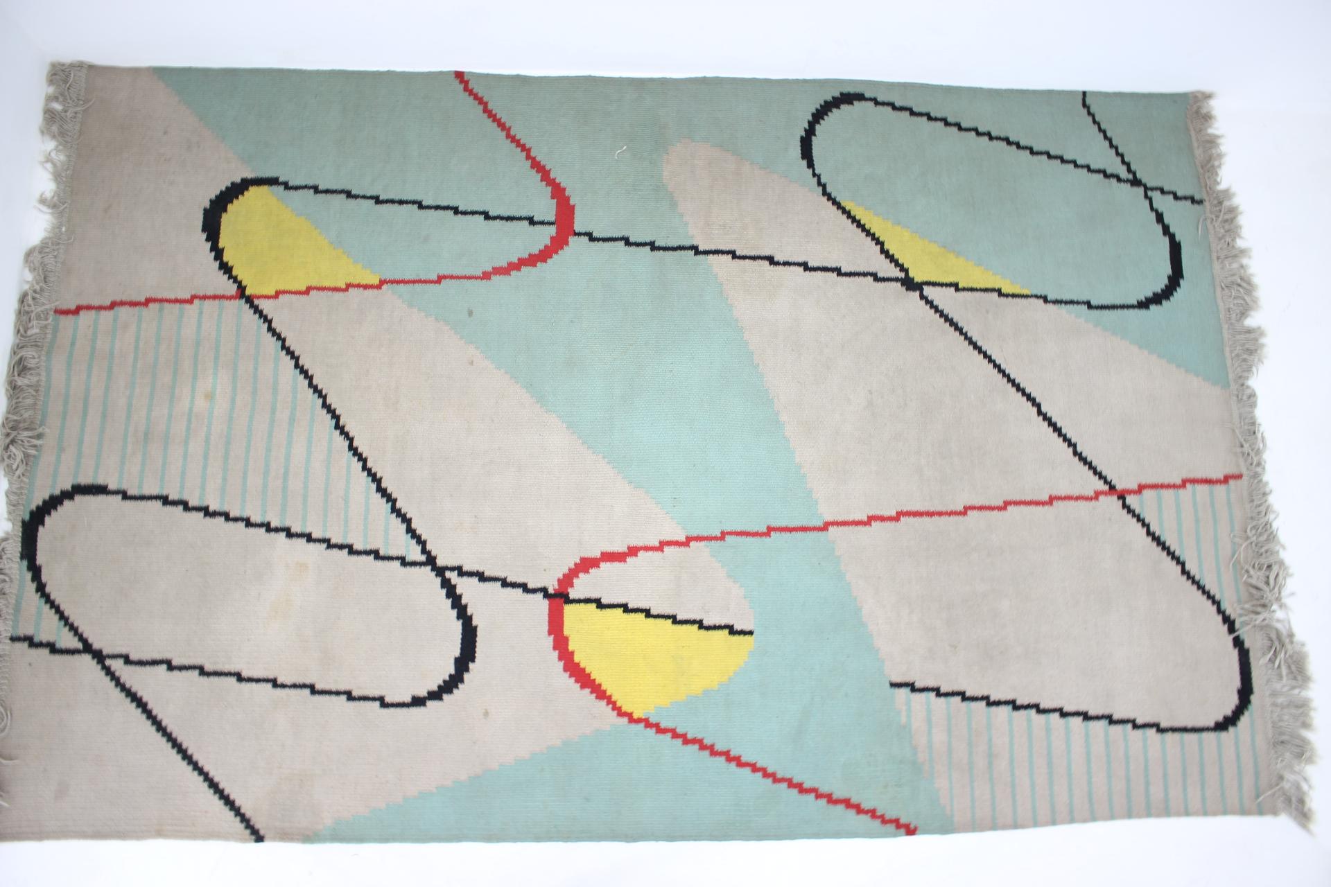 Design Geometric Carpet in Style of Antonín Kybal, 1950s In Good Condition For Sale In Praha, CZ