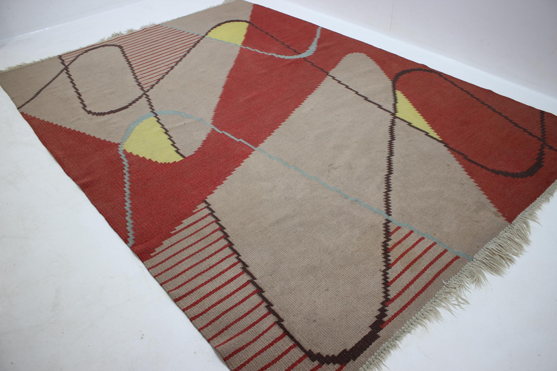 Czech Design Geometric Carpet in Style of Antonín Kybal, 1950s For Sale