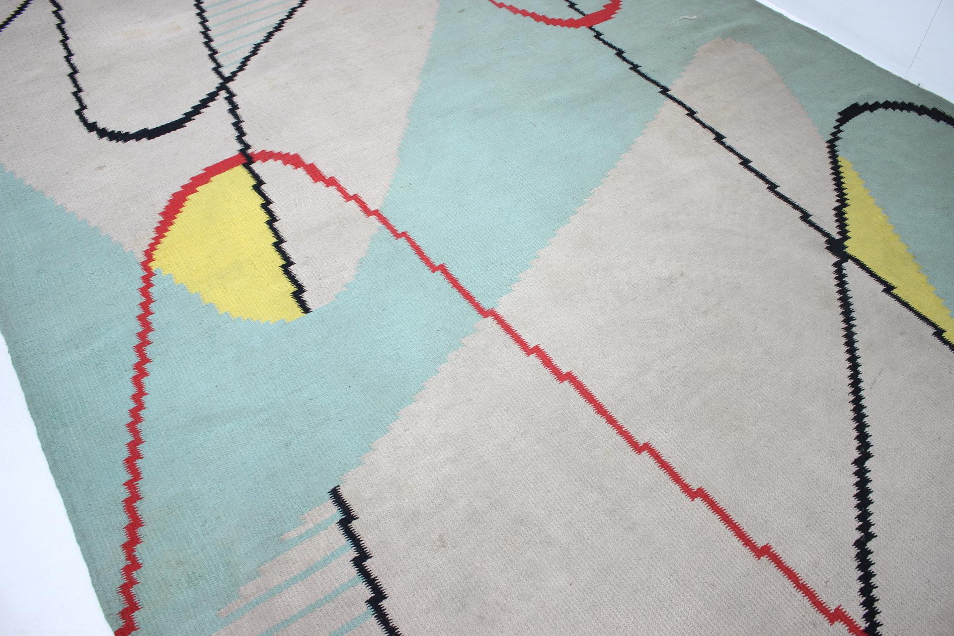 Wool Design Geometric Carpet in Style of Antonín Kybal, 1950s For Sale