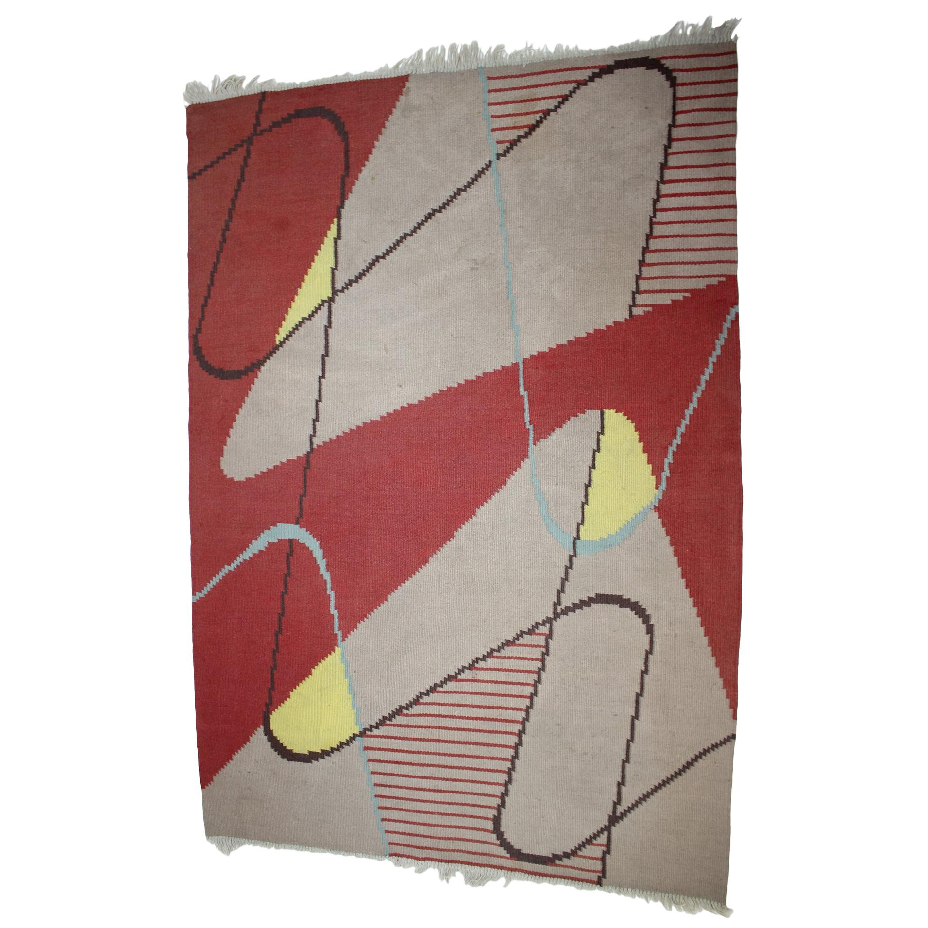 Design Geometric Carpet in Style of Antonín Kybal, 1950s For Sale