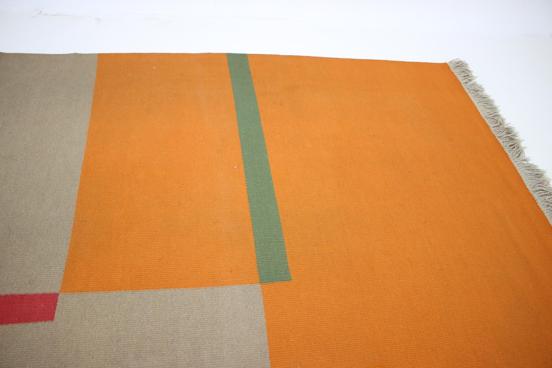 Mid-Century Modern Design Geometric Kilim Carpet / Rug in Style of Antonín Kybal, 1950s For Sale