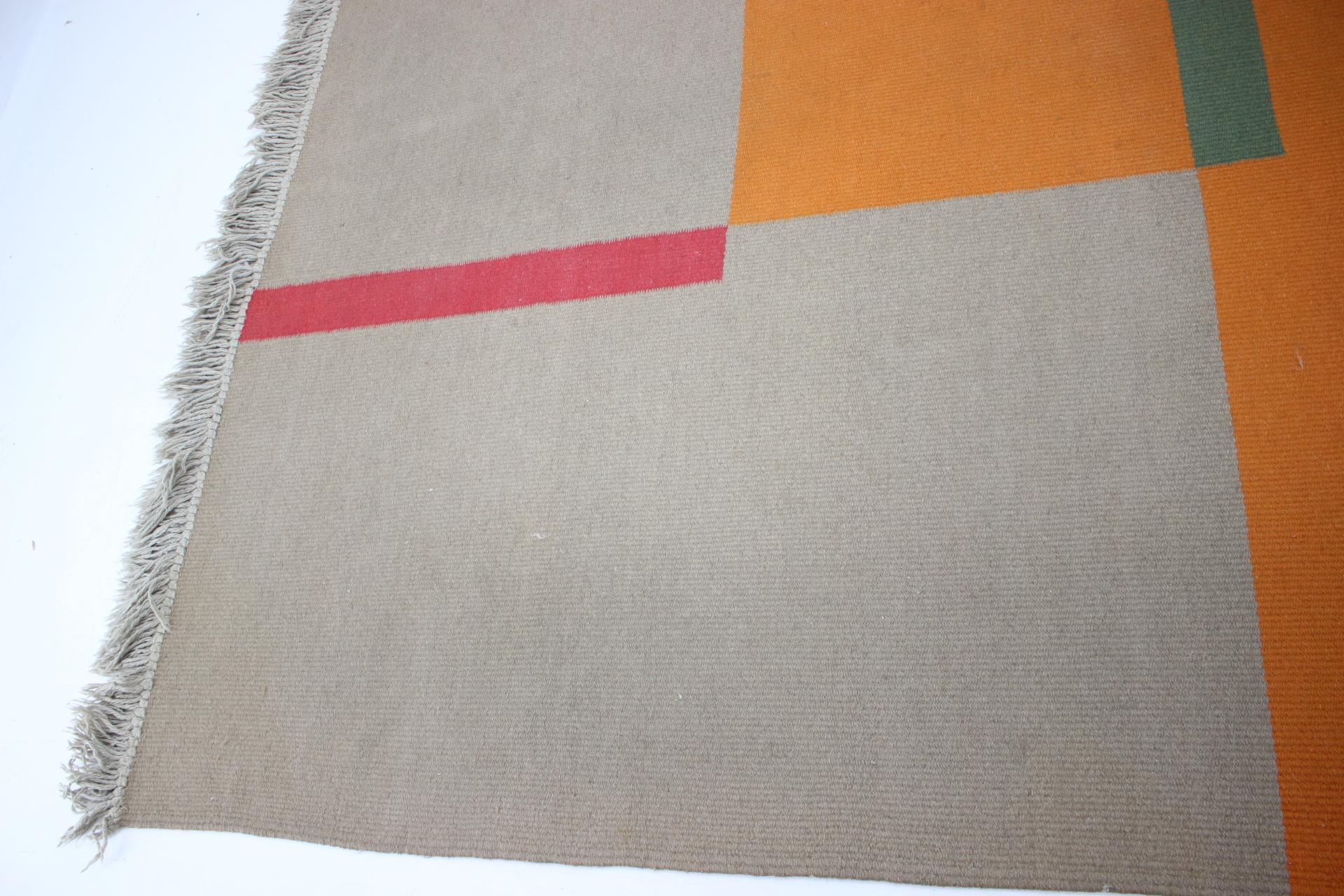 Czech Design Geometric Kilim Carpet / Rug in Style of Antonín Kybal, 1950s For Sale