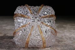 Design Glashutte Limburg Glass Amber Ceiling or Wall Light, 1960