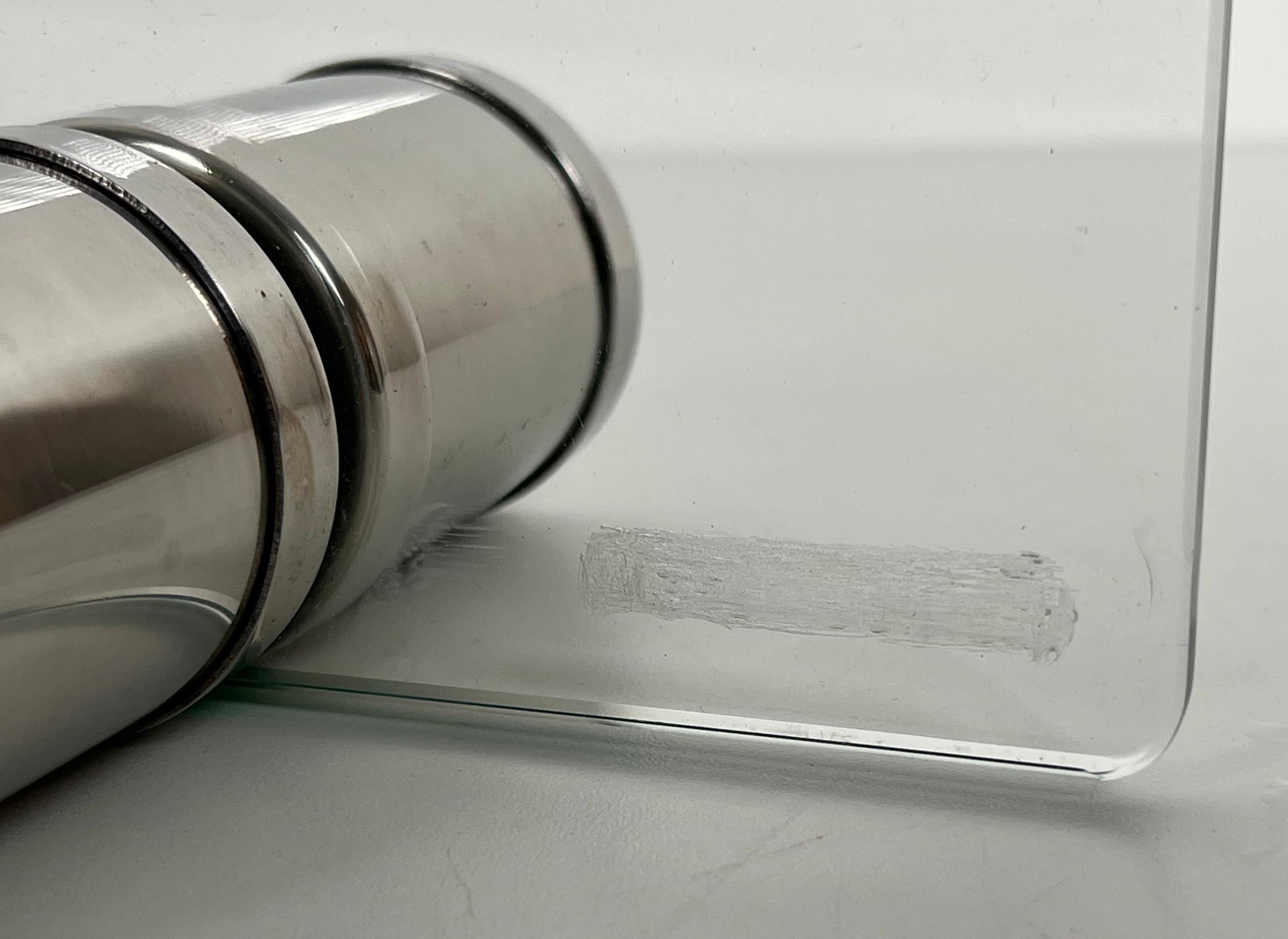 Design-Kaminschirm aus Glas und Chrom mit Messingfüßen. im Angebot 4