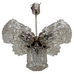 Design Pendente in vetro e cromo di Kamenický Šenov, Cecoslovacchia, anni
70