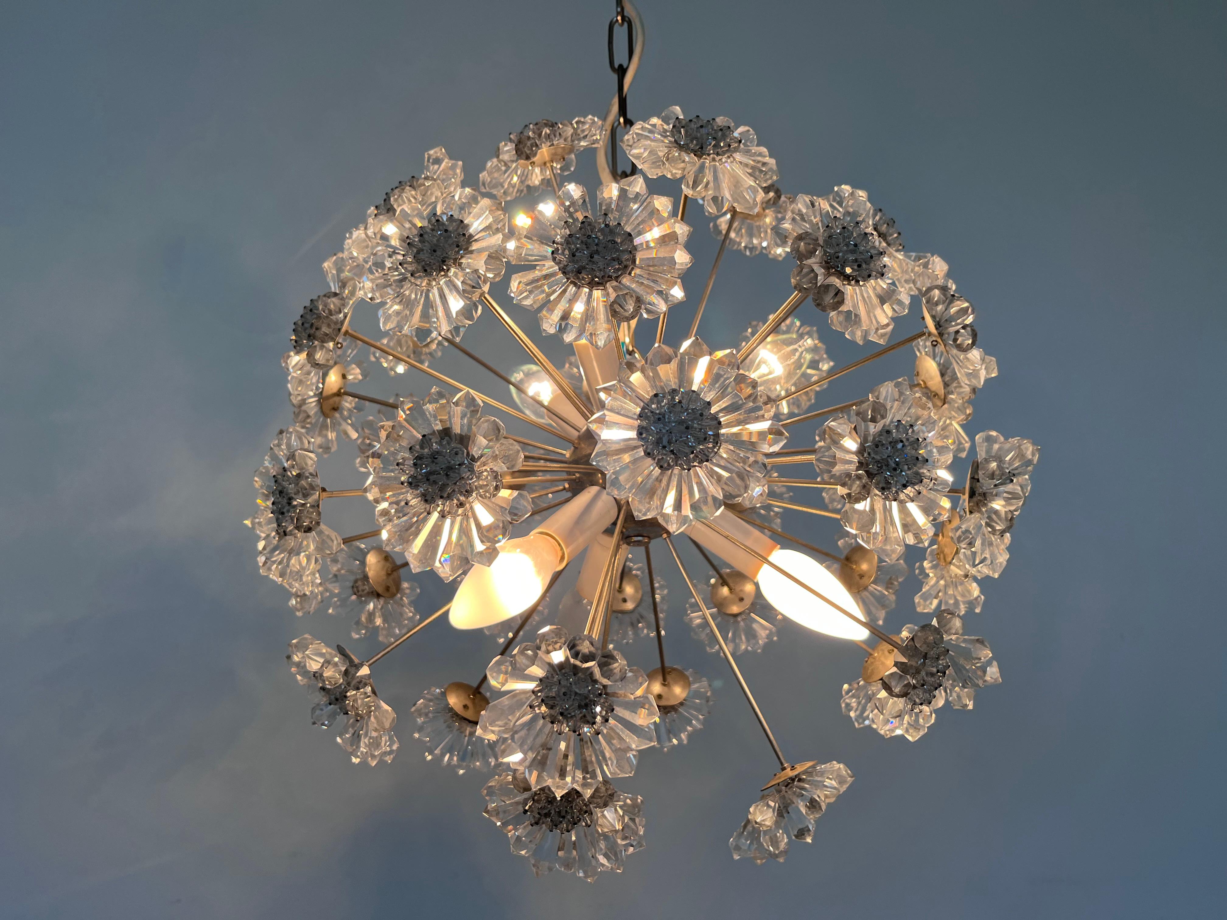 Araña de cristal de diseño estilo Emil Stejnar Sputnik / Dandelion, años 70 Moderno de mediados de siglo en venta