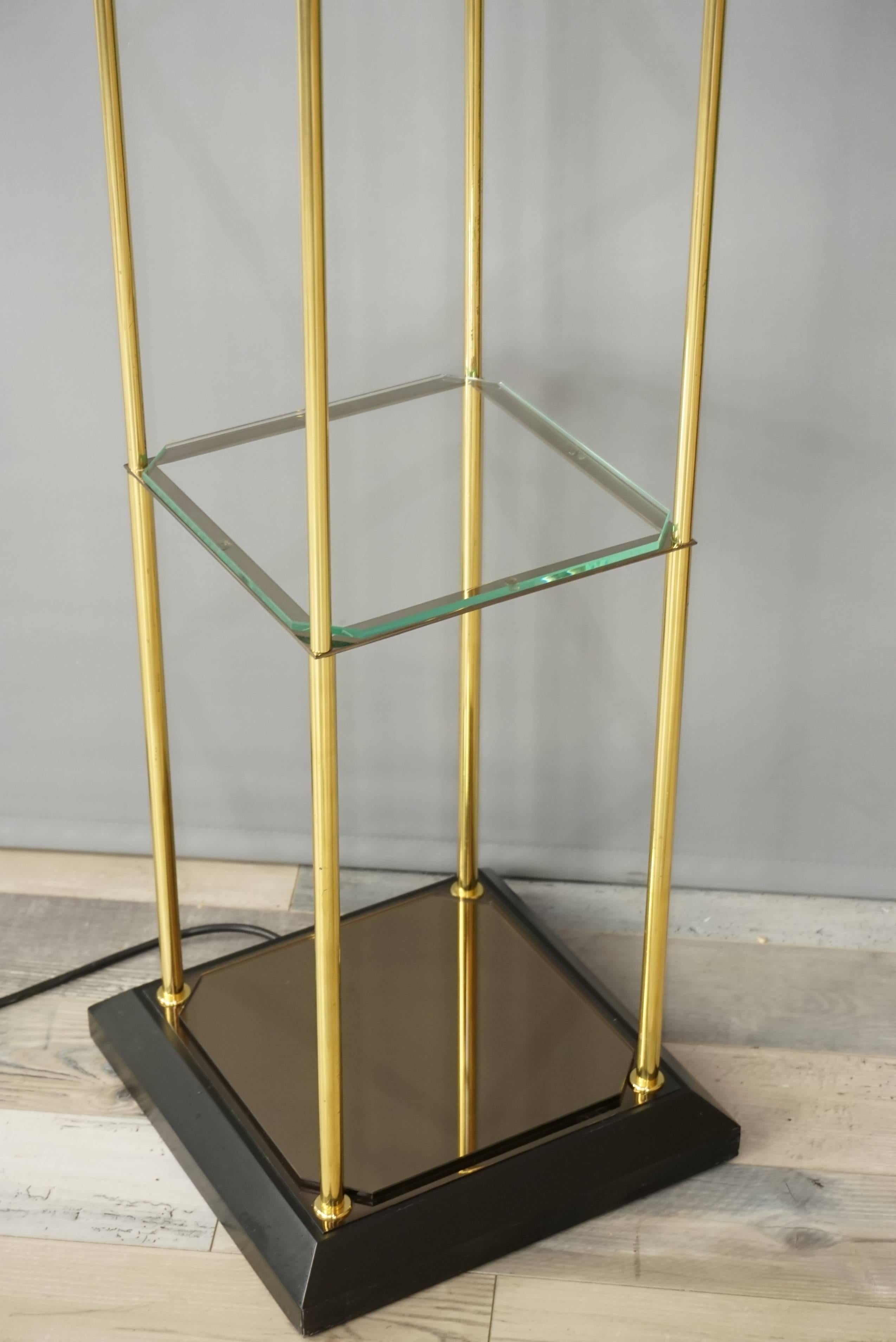Design Glass Metal and Brass Floor Lamp with Shelves 8