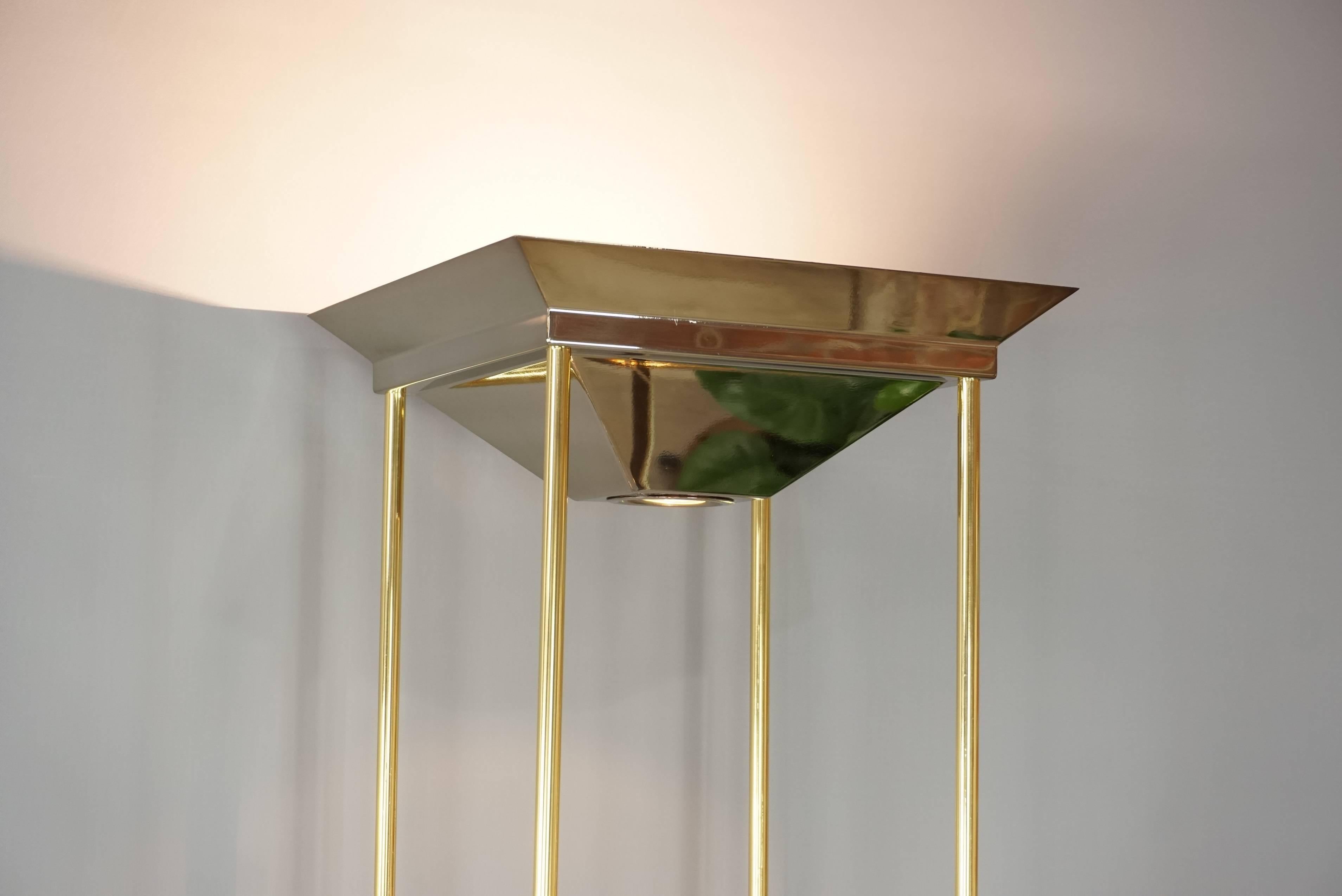 Design Glass Metal and Brass Floor Lamp with Shelves 2