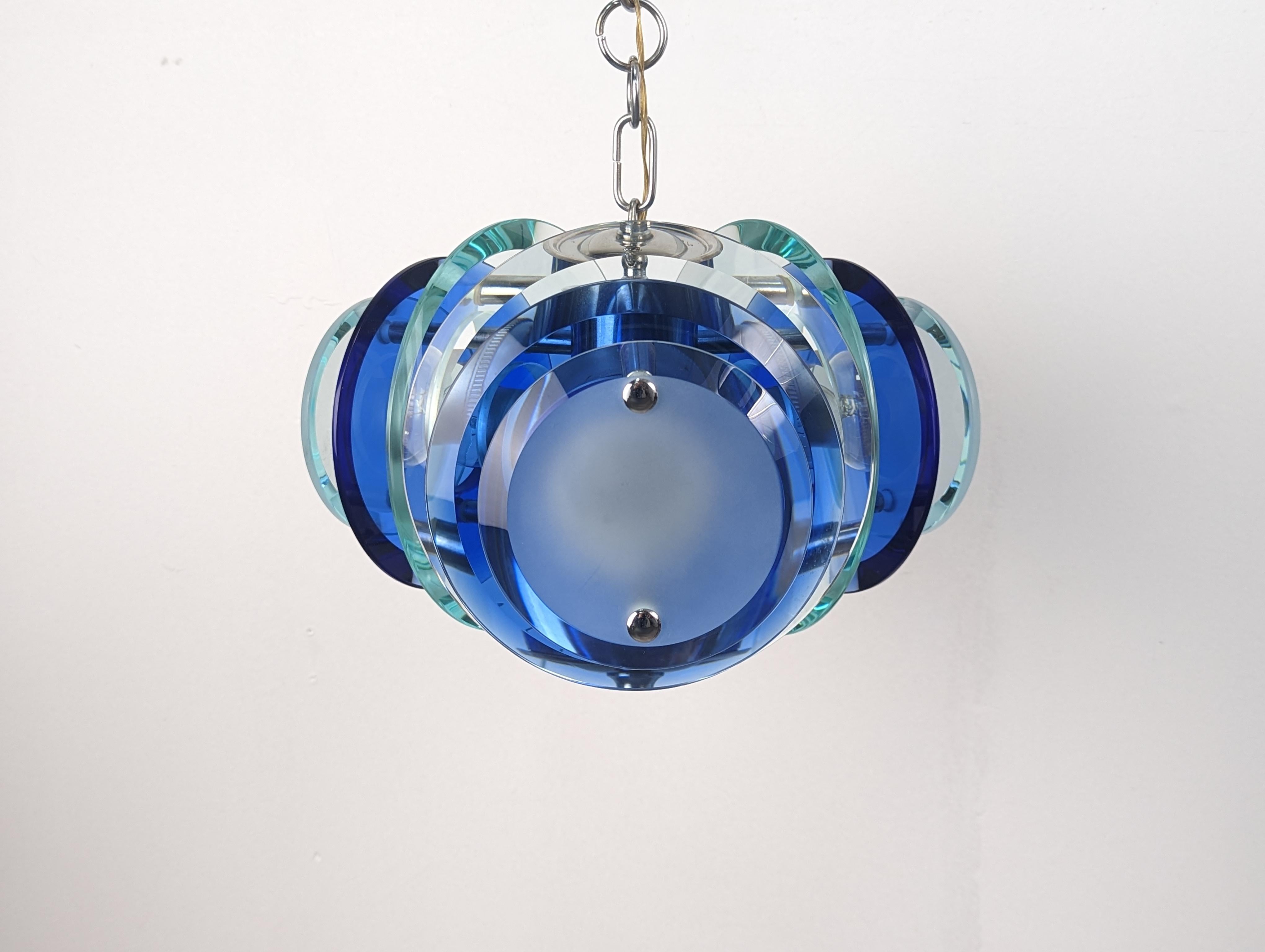 Lampe à suspension en verre design Fontana Arte par Veca Italia, 1970 en vente 2