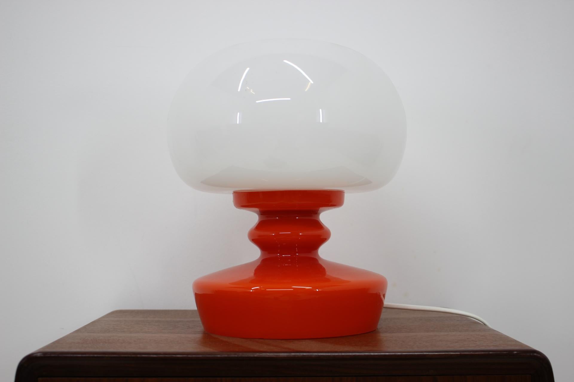Czech Design Glass Table Lamp, 1970s For Sale