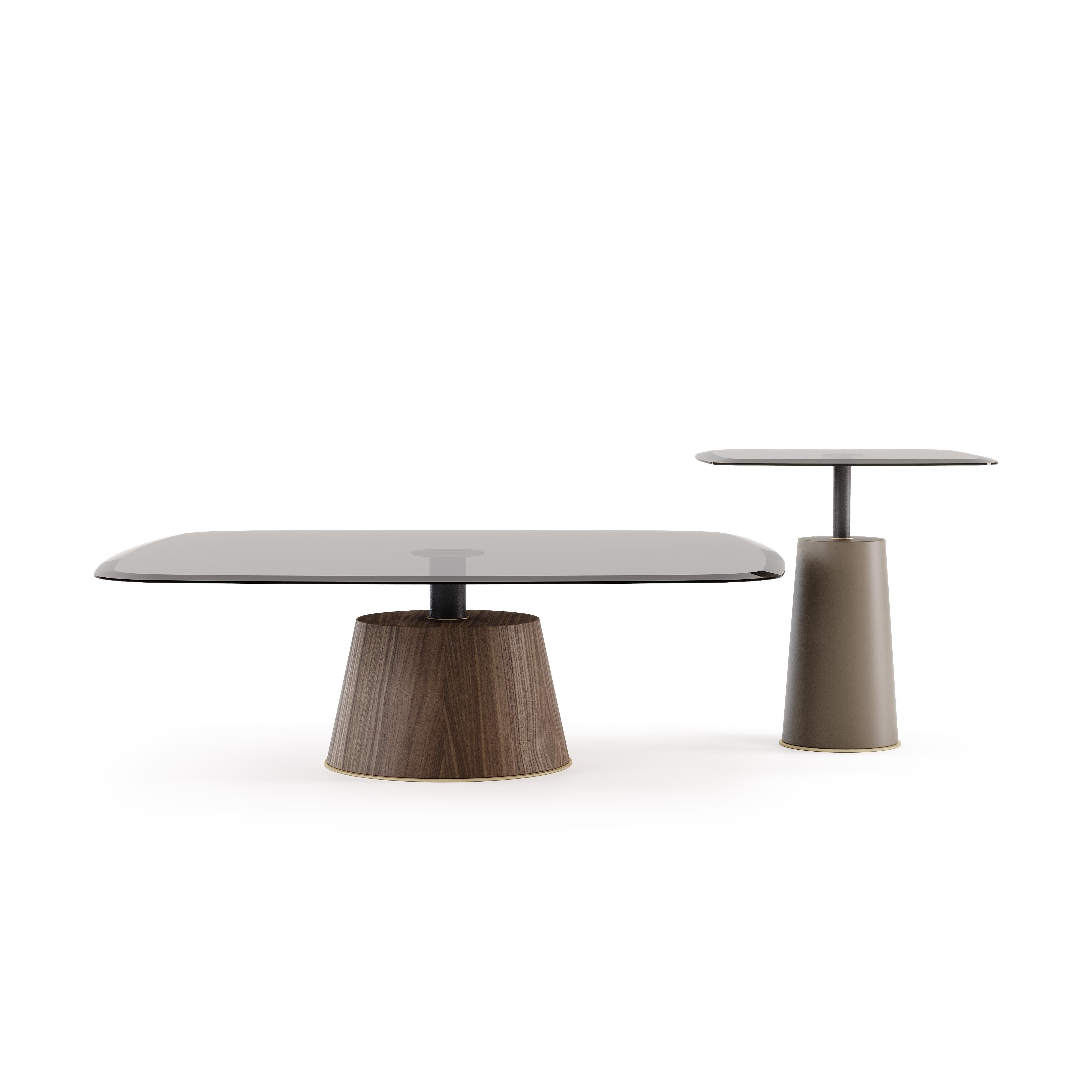 XXIe siècle et contemporain Table basse personnalisable en bois et verre design en vente