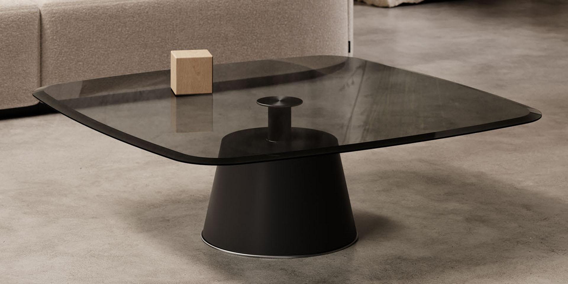 Table basse personnalisable en bois et verre design en vente 2