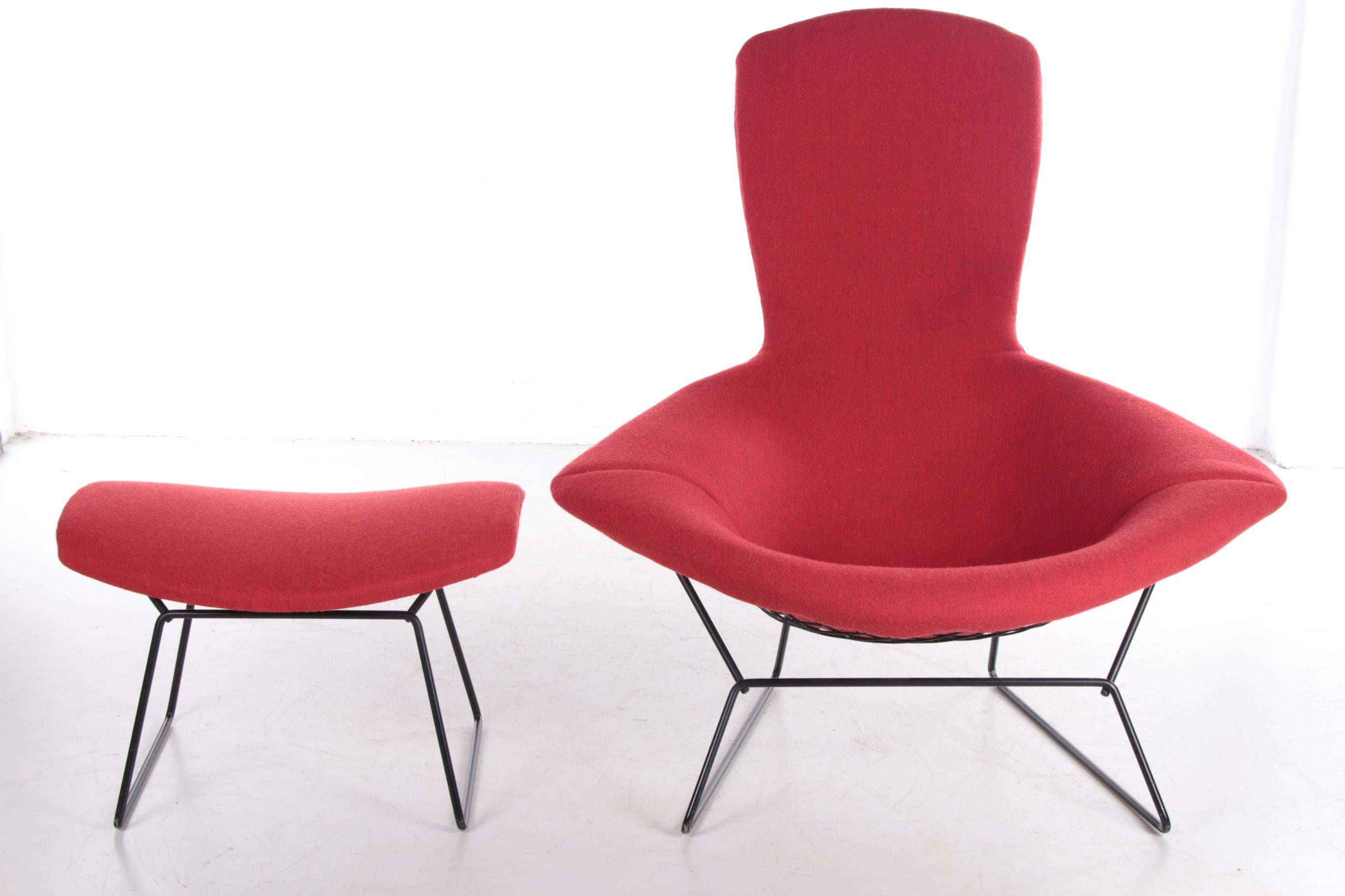 Mid-Century Modern Harry Bertoia for Knoll, Model Bird Armchair with Ottoman, 1970s For Sale