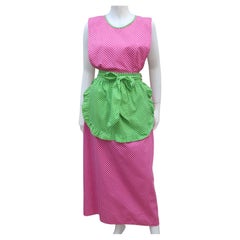 Design House Pink & Green Cotton Pinafore Apron Dress, C.1970