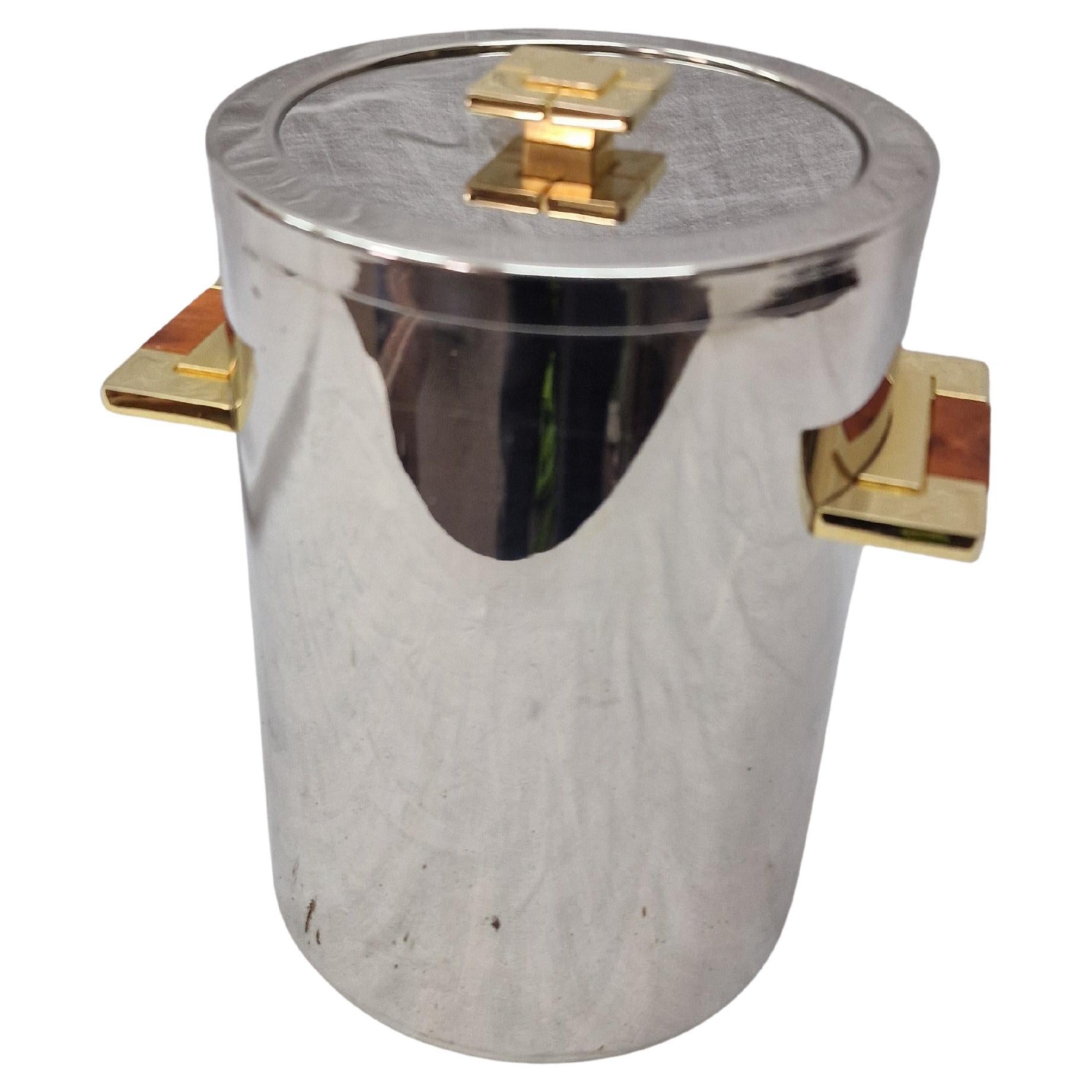 Design ice bucket, Guy Degrenne, stainless steel, bareware, 1980s, France