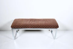 Design In America Chromed Steel Bench with Cocoa Velour Cushion