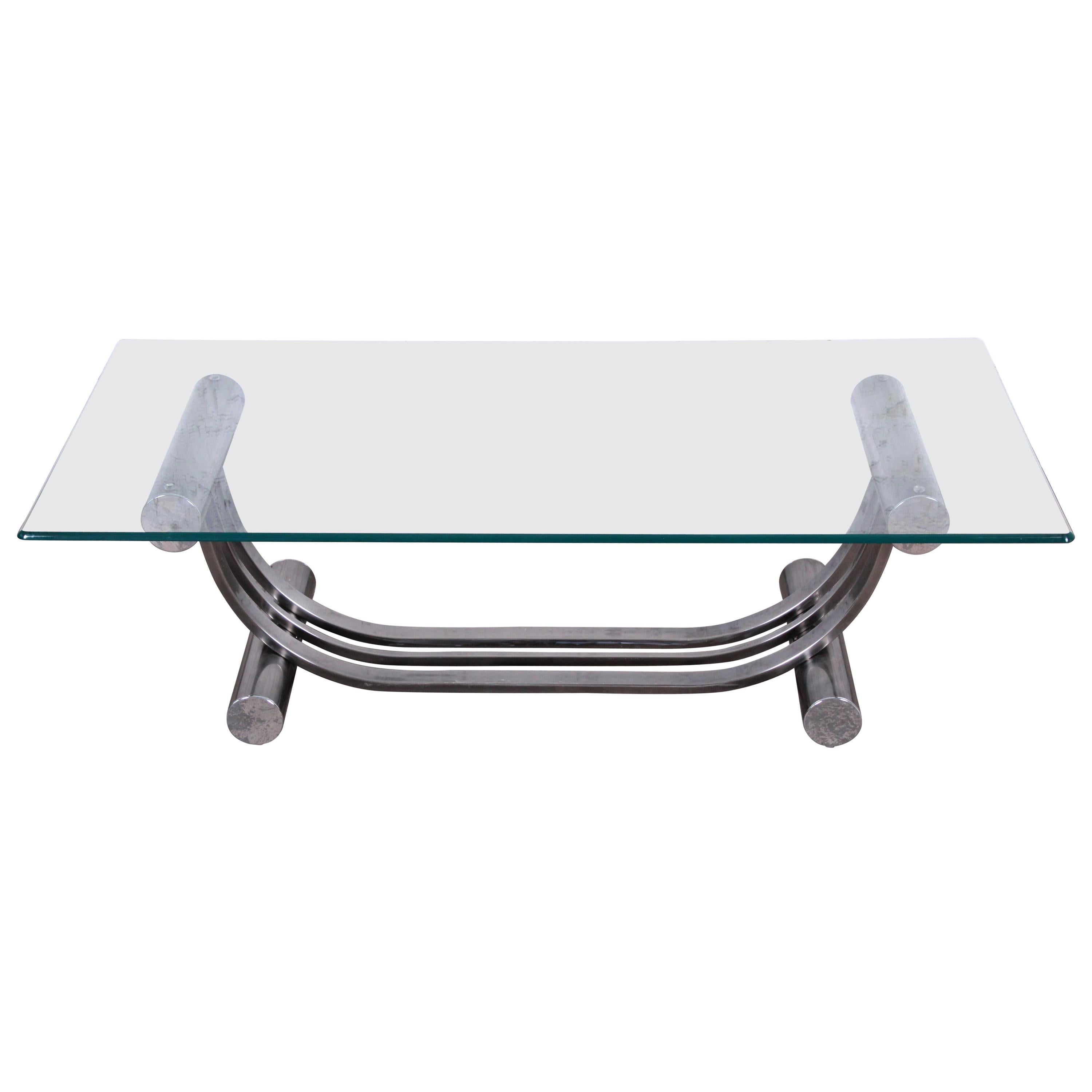 Design Institute America Art Deco Style Chrome and Glass Coffee Table