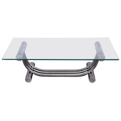 Design Institute America Art Deco Style Chrome and Glass Coffee Table