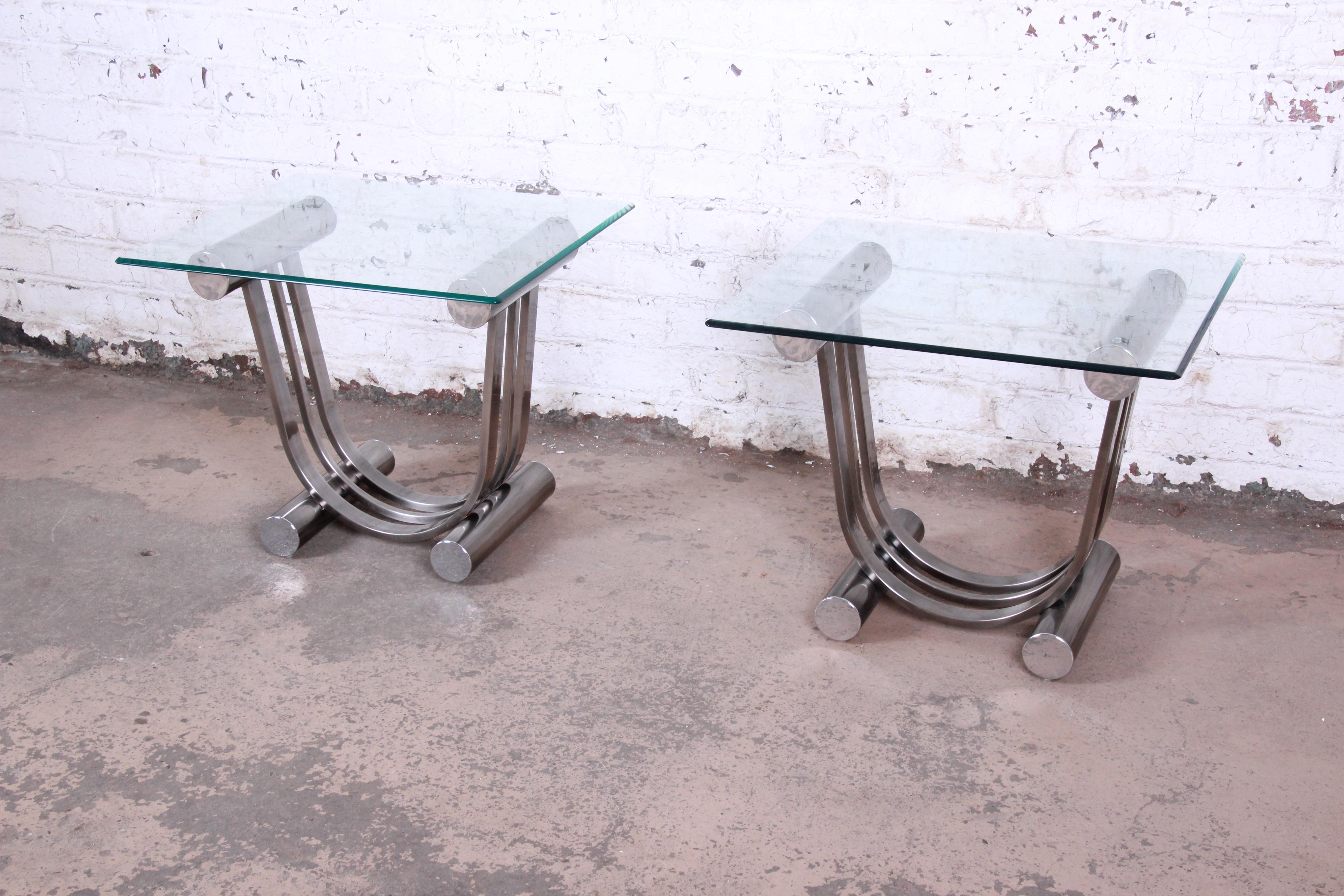 art deco chrome side table