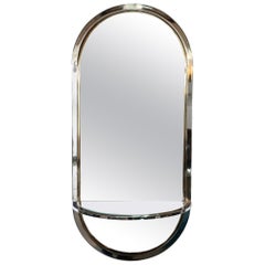 Design Institute America Chrome and Inlaid Brass Frame Wall Mirror with Shelf