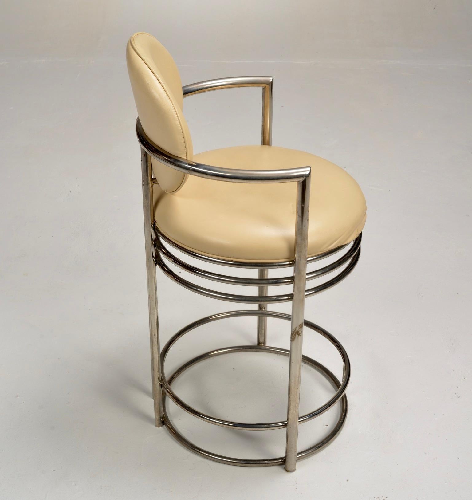 Mid-Century Modern Design Institute America Deco Revival Bar Stool With Arms For Sale