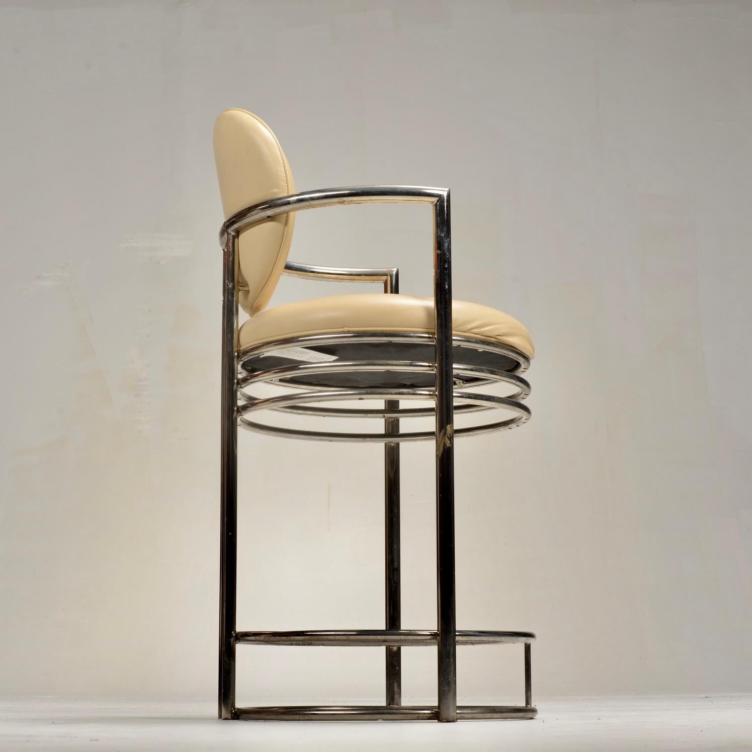 Design Institute America Deco Revival Bar Stool With Arms In Good Condition For Sale In Los Angeles, CA