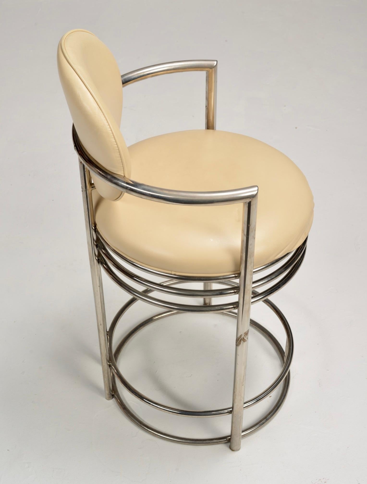Late 20th Century Design Institute America Deco Revival Bar Stool With Arms For Sale