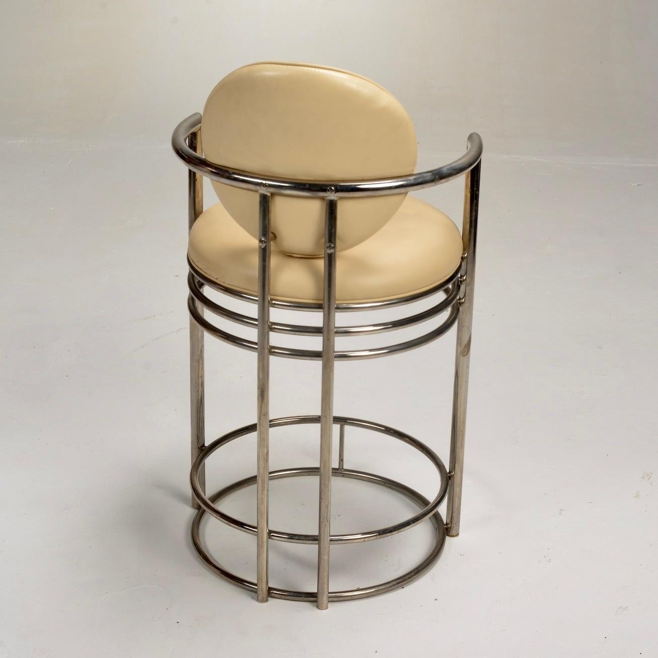 Leather Design Institute America Deco Revival Bar Stool With Arms For Sale
