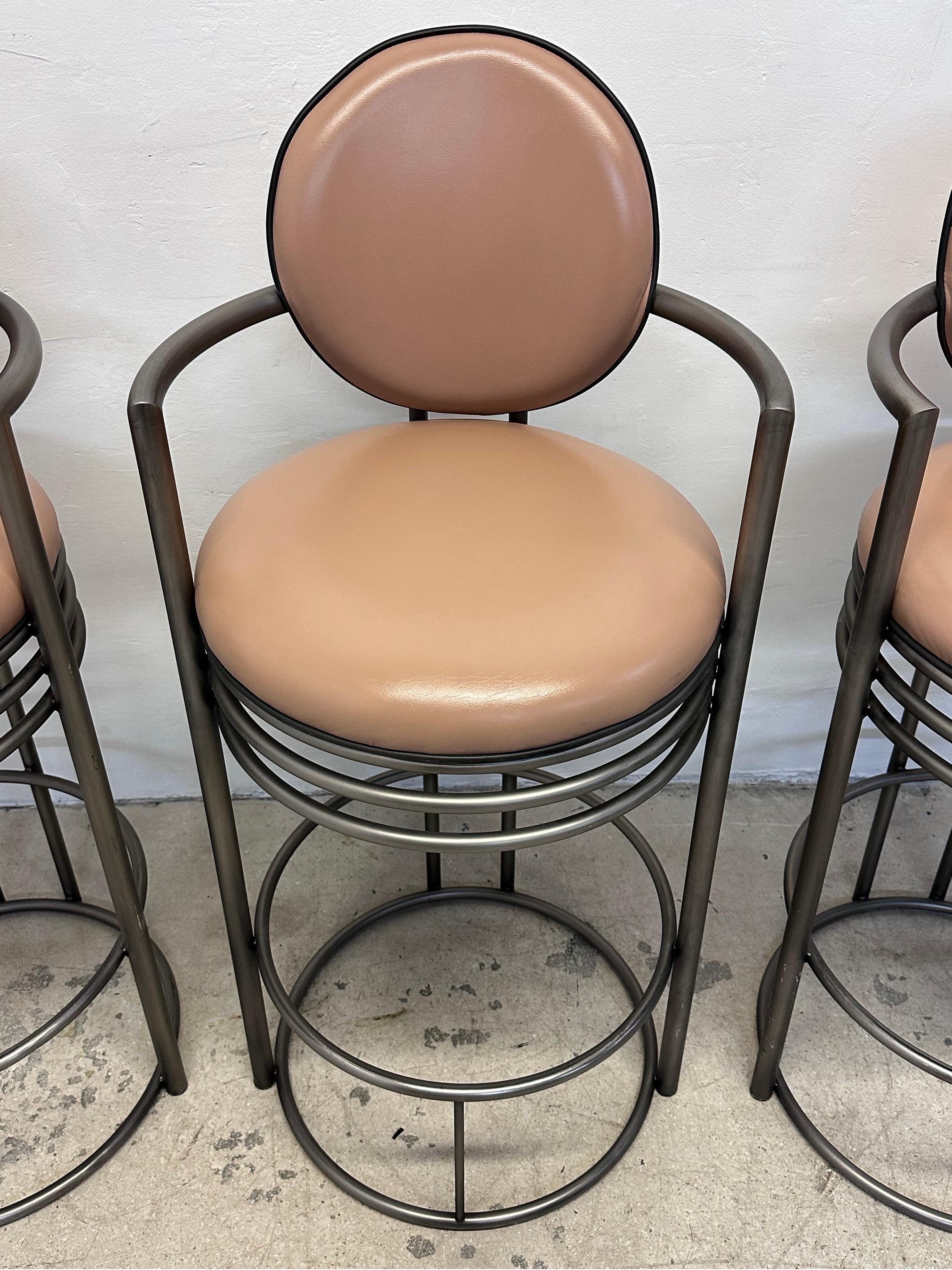 Design Institute America Deco Revival Bar Stools With Arms, 1980s - Set of Three For Sale 4