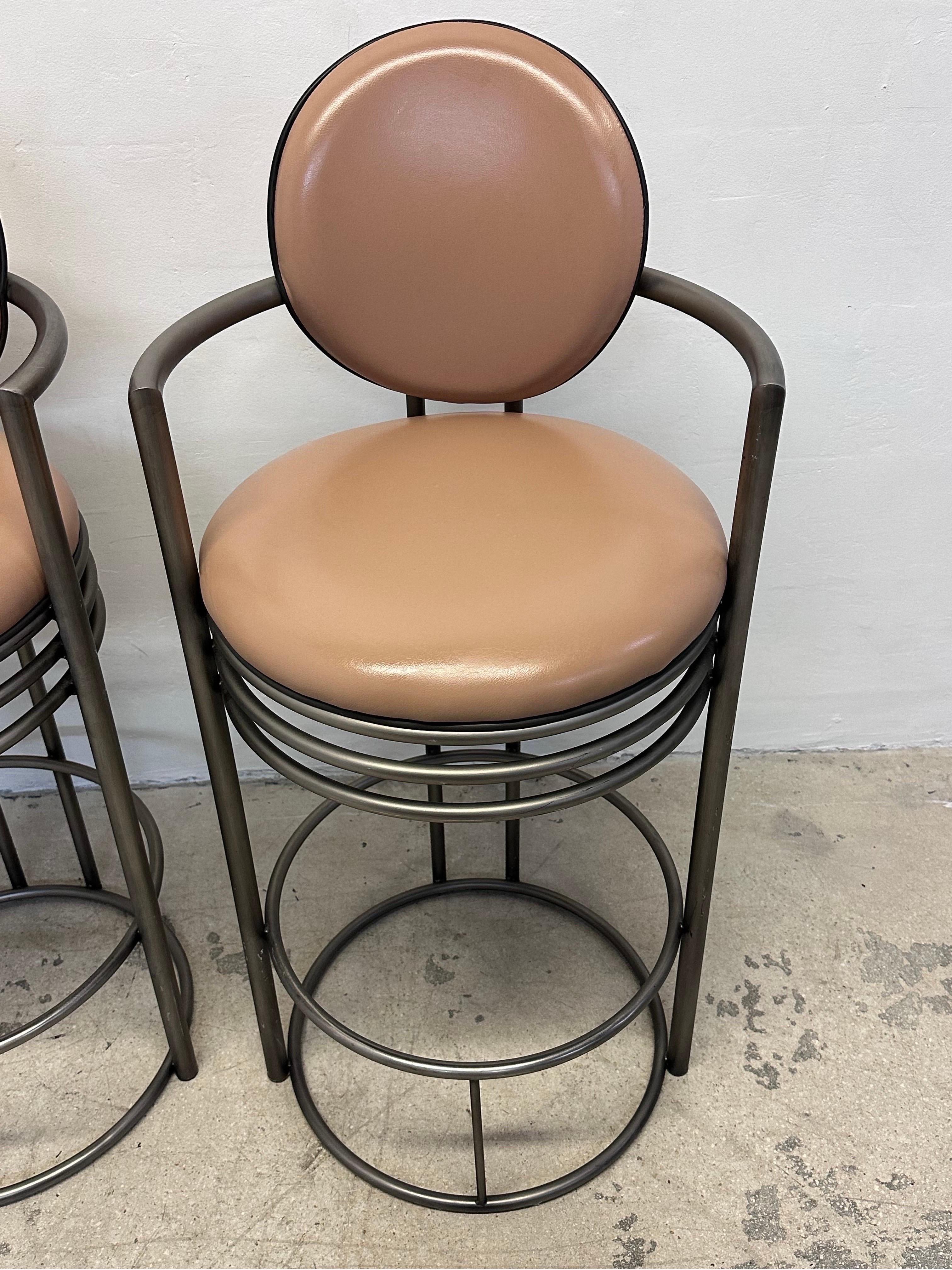 Design Institute America Deco Revival Bar Stools With Arms, 1980s - Set of Three For Sale 7