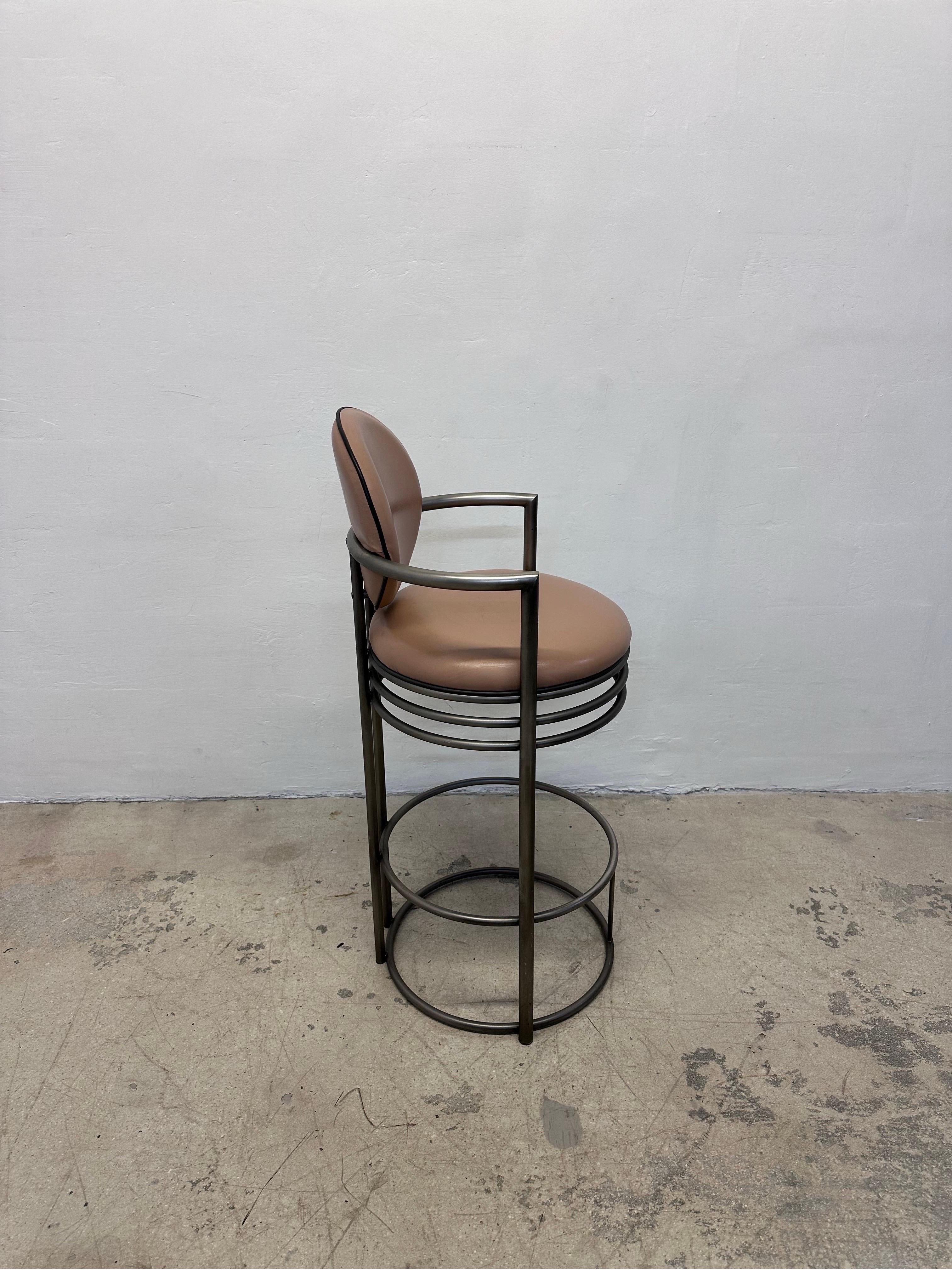 Design Institute America Deco Revival Bar Stools With Arms, 1980s - Set of Three In Good Condition For Sale In Miami, FL