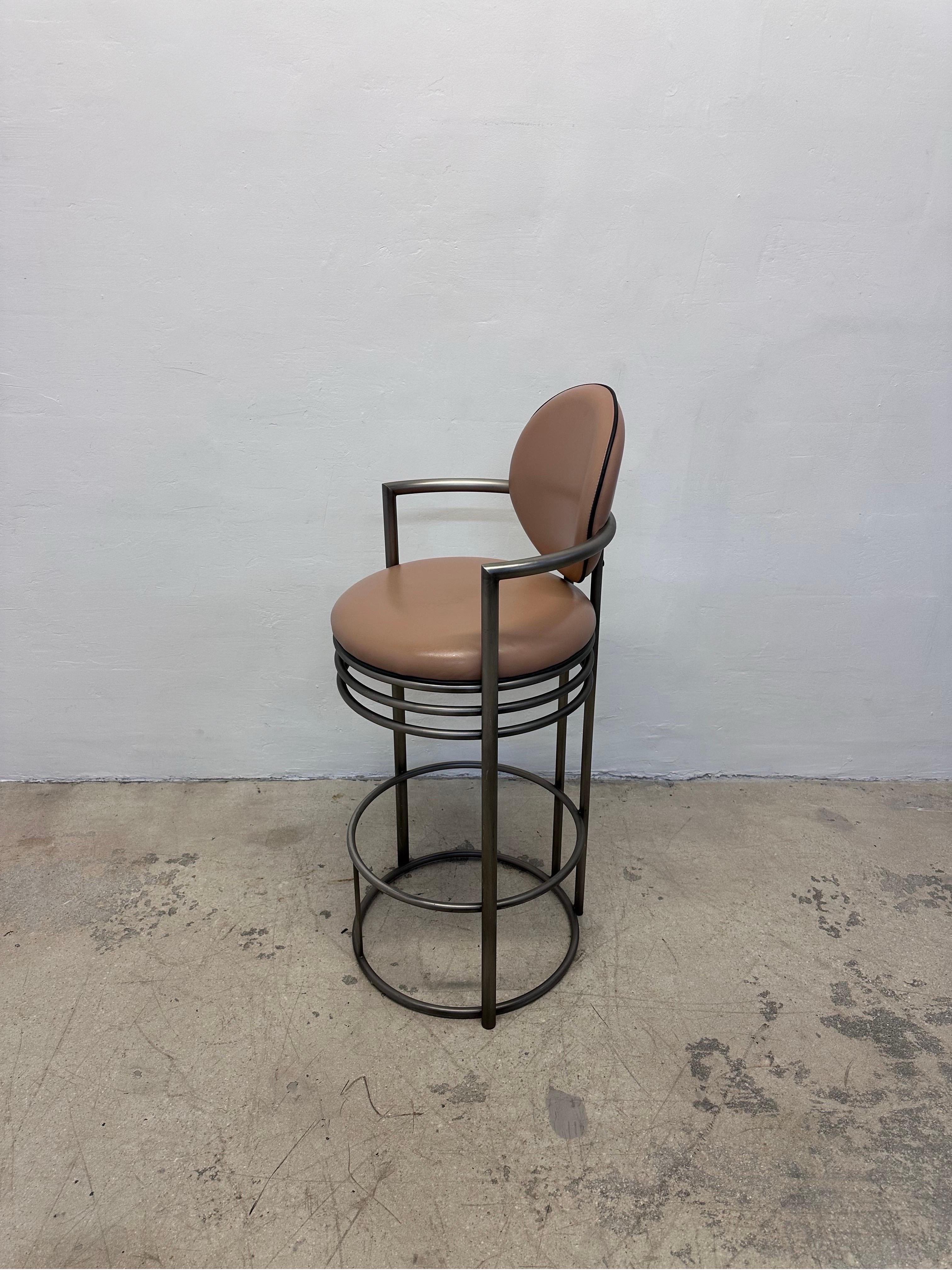 Steel Design Institute America Deco Revival Bar Stools With Arms, 1980s - Set of Three For Sale