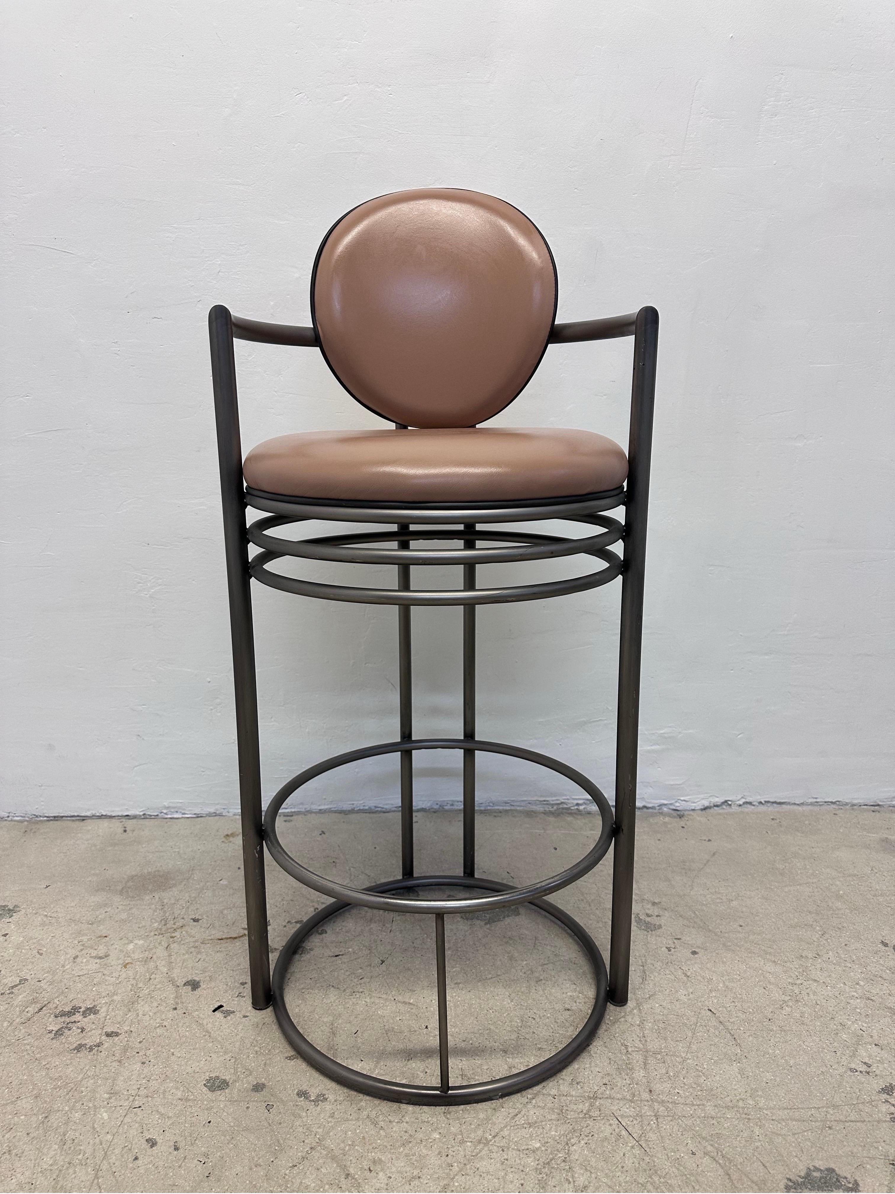 Design Institute America Deco Revival Bar Stools With Arms, 1980s - Set of Three For Sale 1