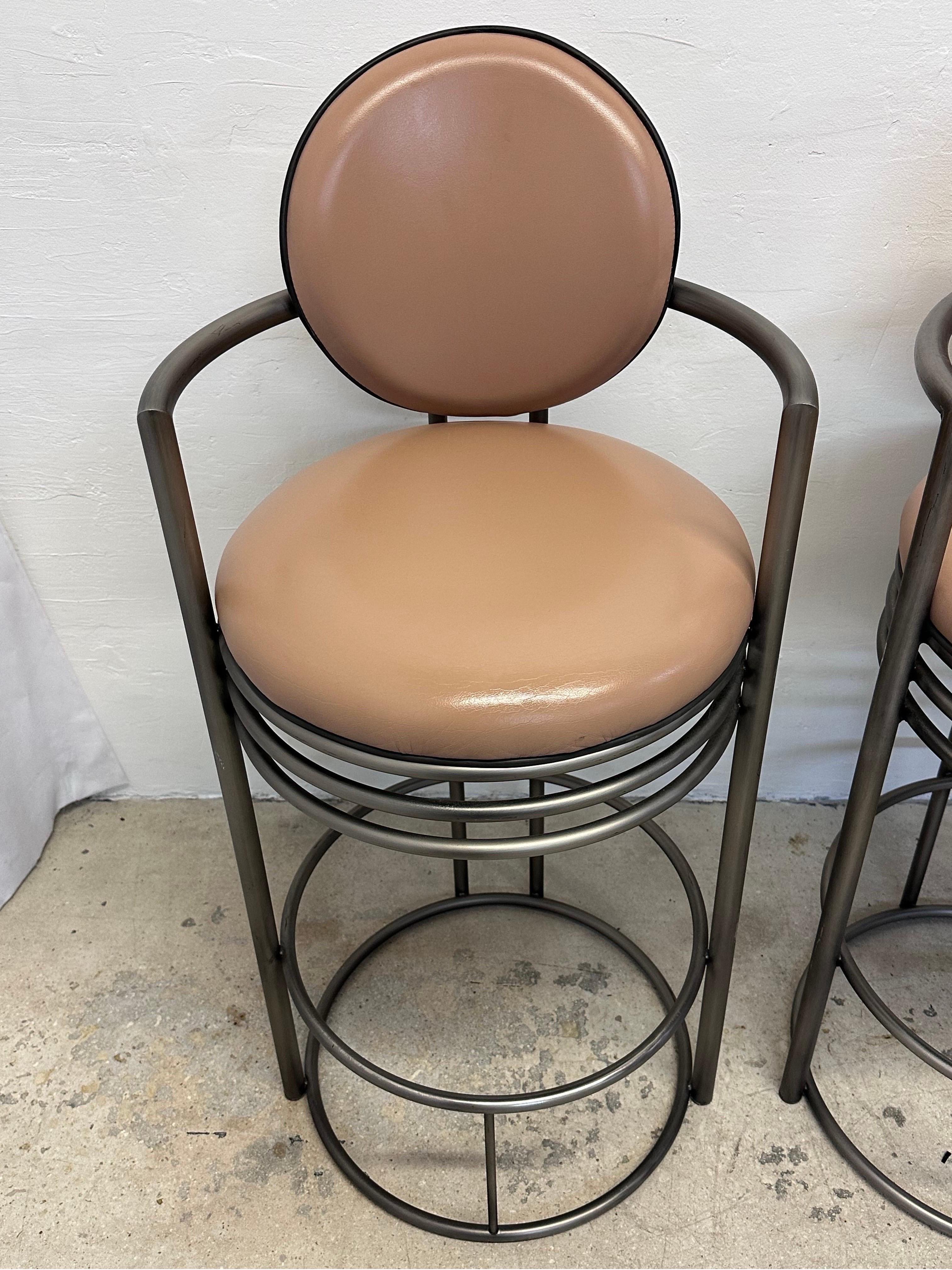 Design Institute America Deco Revival Bar Stools With Arms, 1980s - Set of Three For Sale 2
