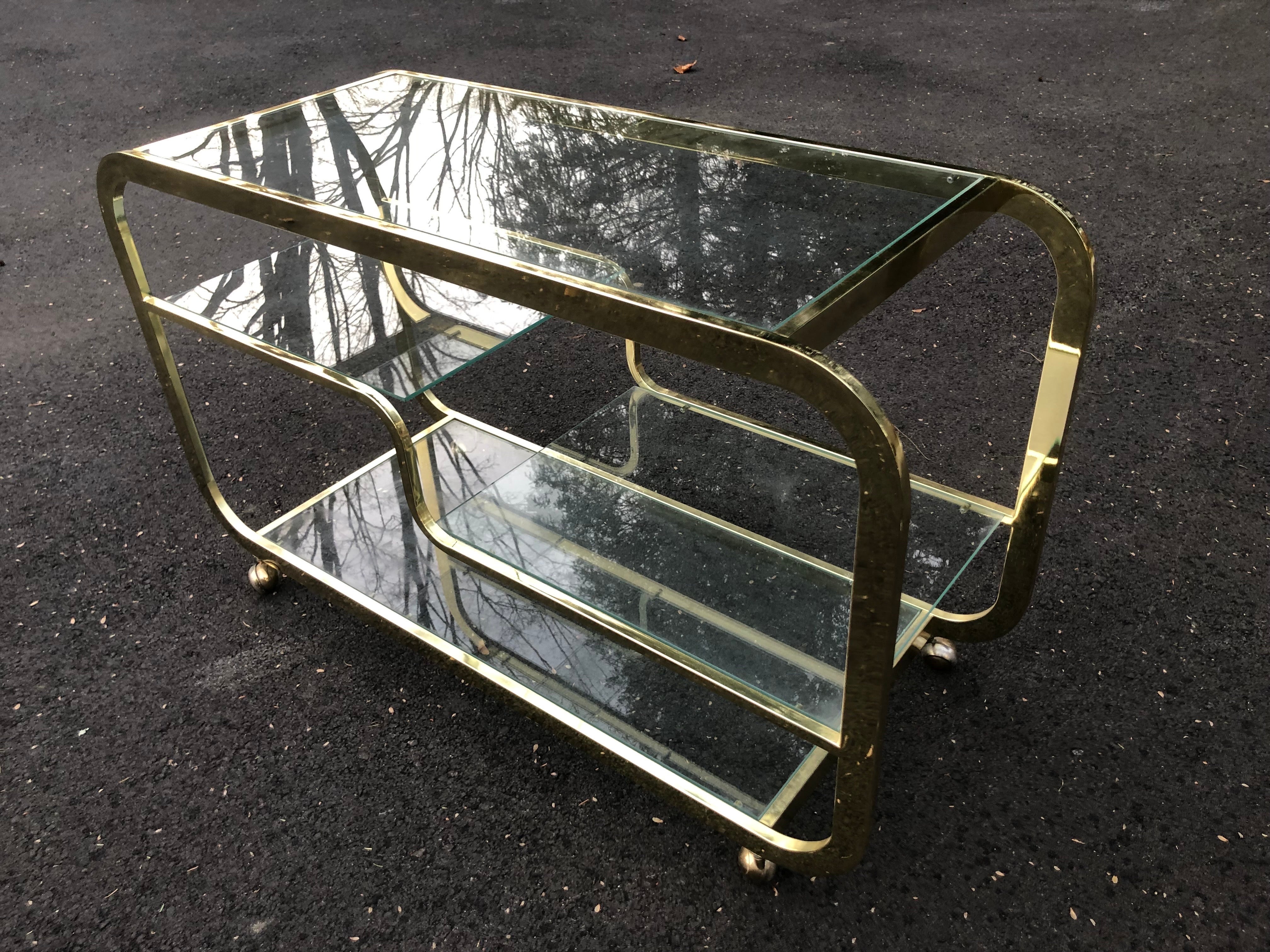 Design Institute America (DIA) Brass and Glass Bar Cart