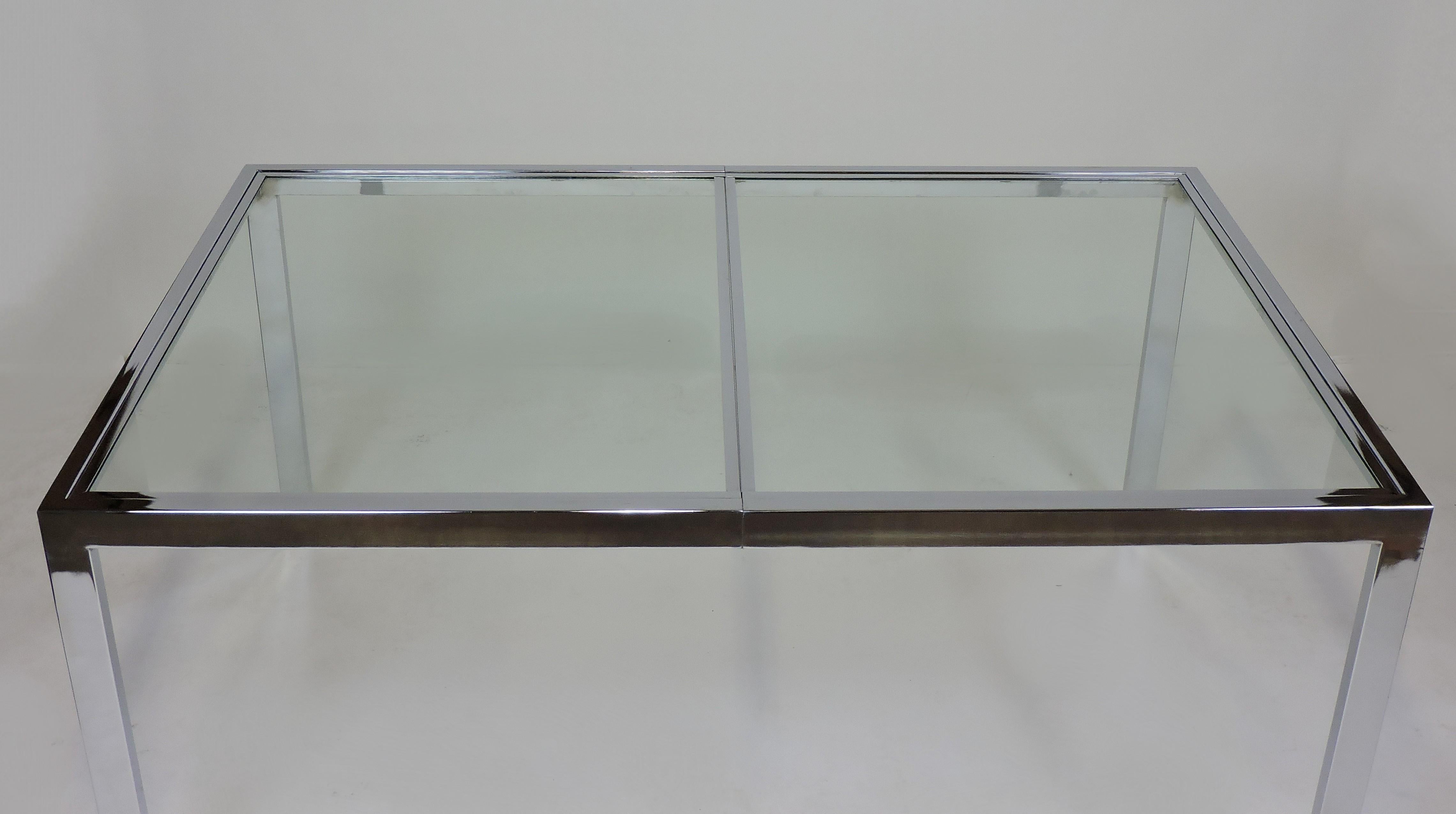 Late 20th Century Design Institute America DIA Mid-Century Modern Extendable Chrome Dining Table