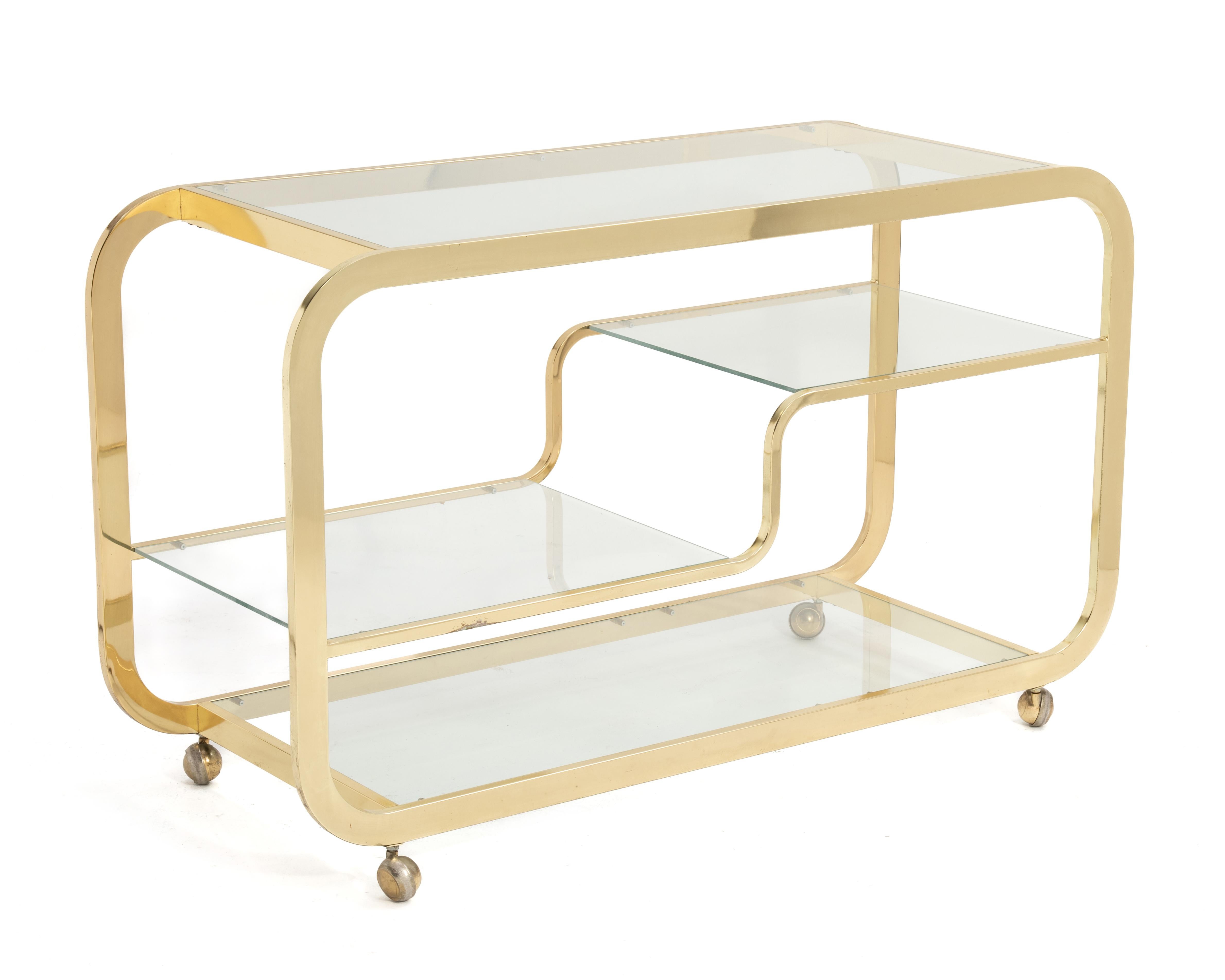 Design Institute America DIA Milo Baughman Carrello da bar in ottone anni '70 Firmato in vendita 3