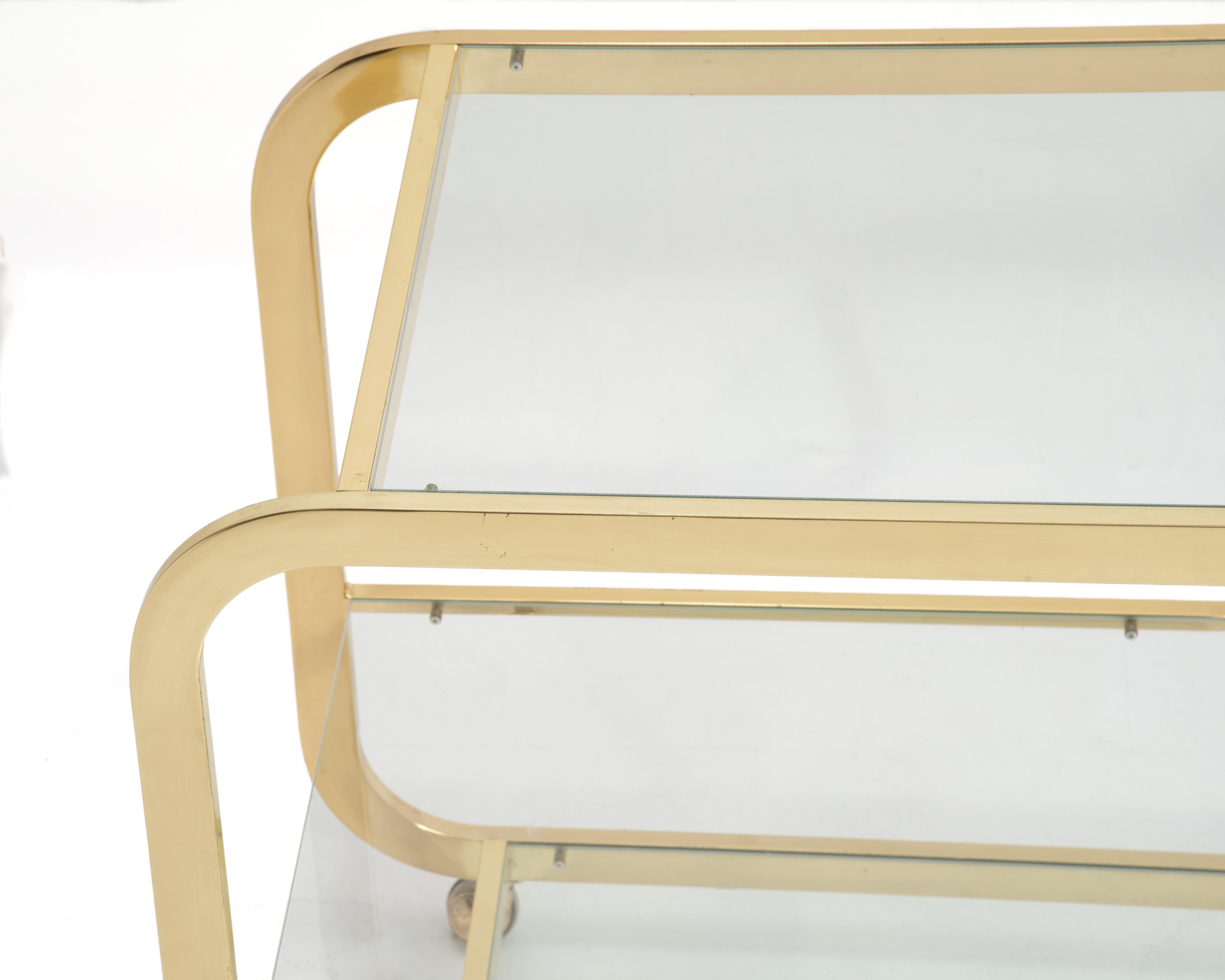 Design Institute America DIA Milo Baughman Carrello da bar in ottone anni '70 Firmato in vendita 5