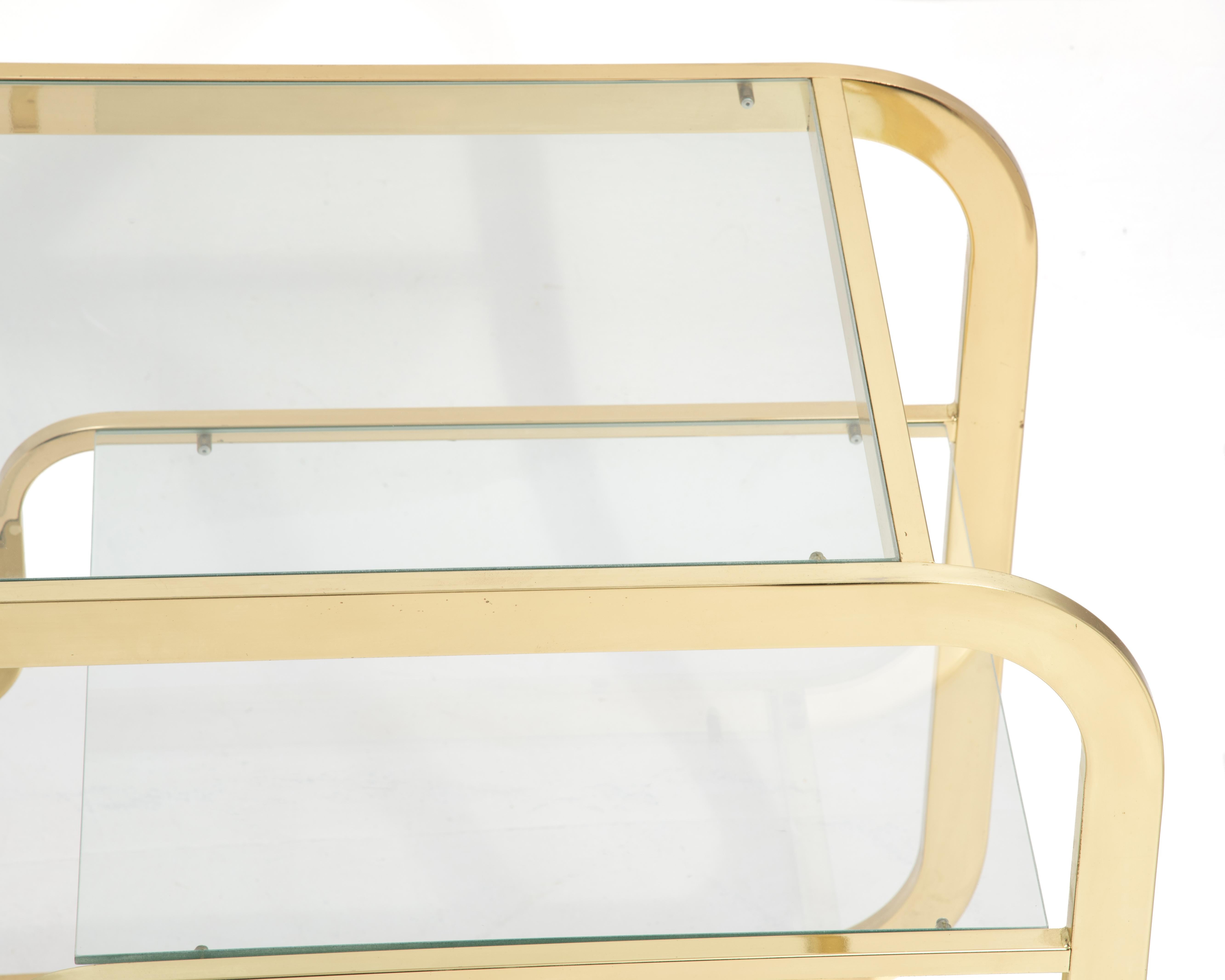 Design Institute America DIA Milo Baughman Carrello da bar in ottone anni '70 Firmato in vendita 6