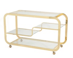 1970s Brass Bar Serving Cart Made by Design Institute America